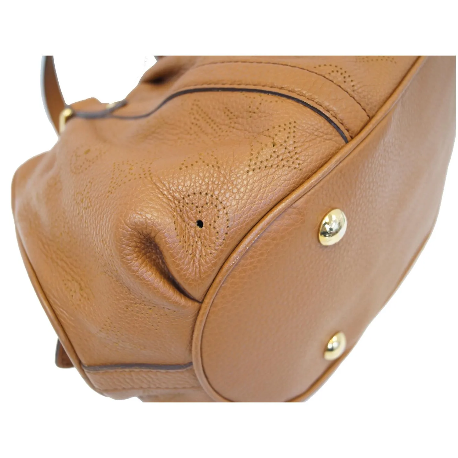 LOUIS VUITTON Lunar PM Mahina Leather Shoulder Bag Brown