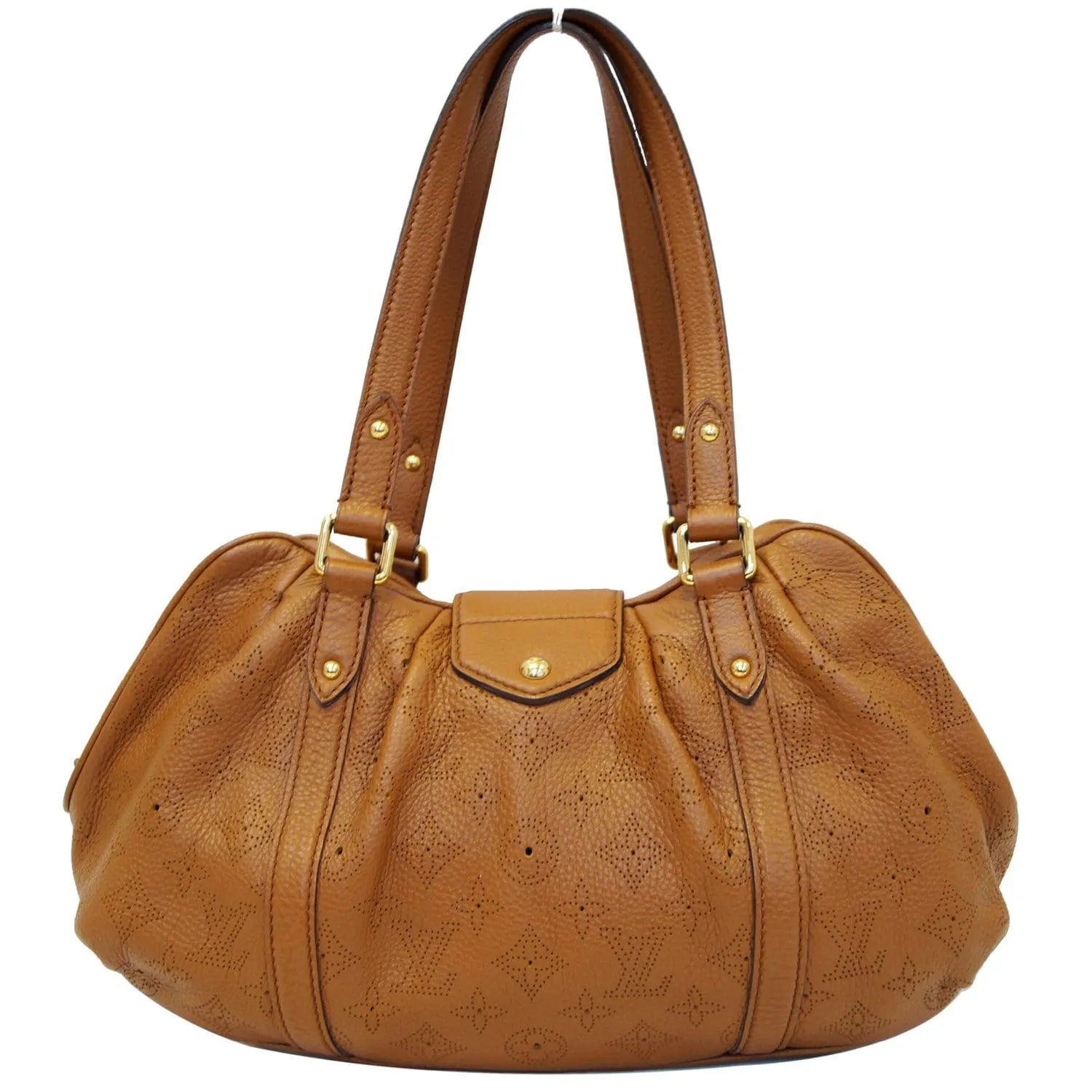 LOUIS VUITTON Lunar PM Mahina Leather Shoulder Bag Brown