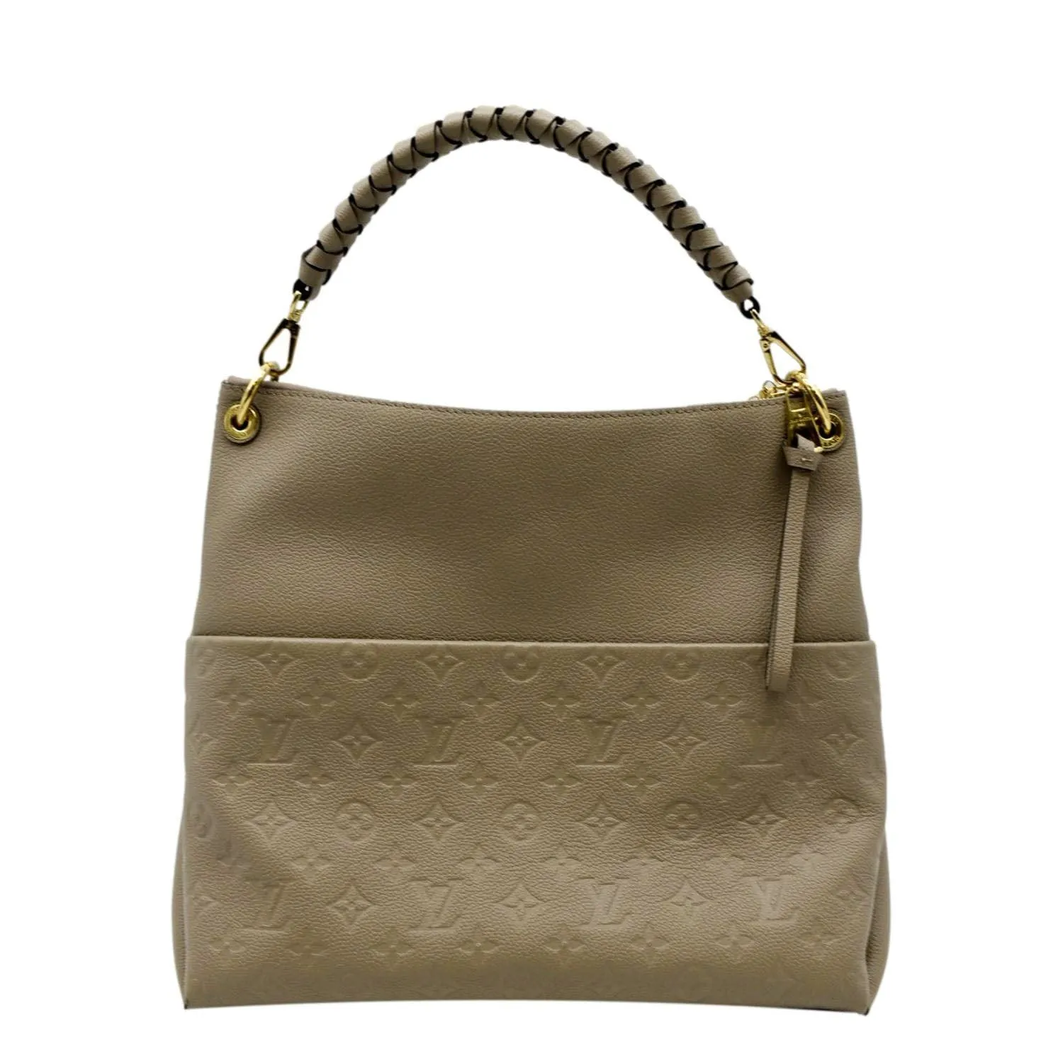 LOUIS VUITTON Maida Monogram Empreinte Leather Hobo Shoulder Bag Tourterelle