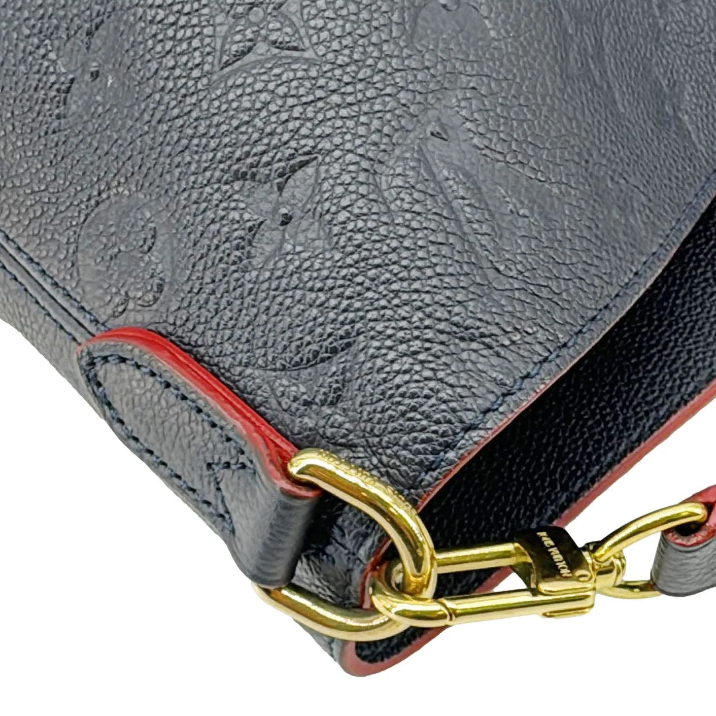 LOUIS VUITTON Melie Monogram Empreinte Leather Hobo Shoulder Bag Navy Blue