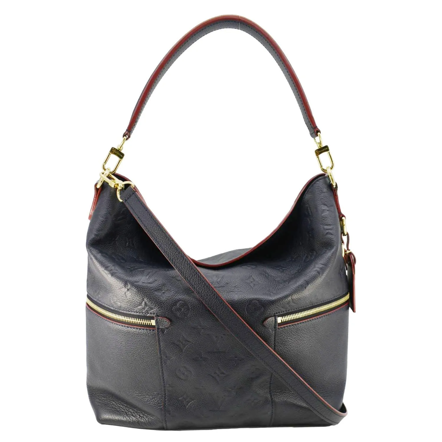 LOUIS VUITTON Melie Monogram Empreinte Leather Hobo Shoulder Bag Navy Blue
