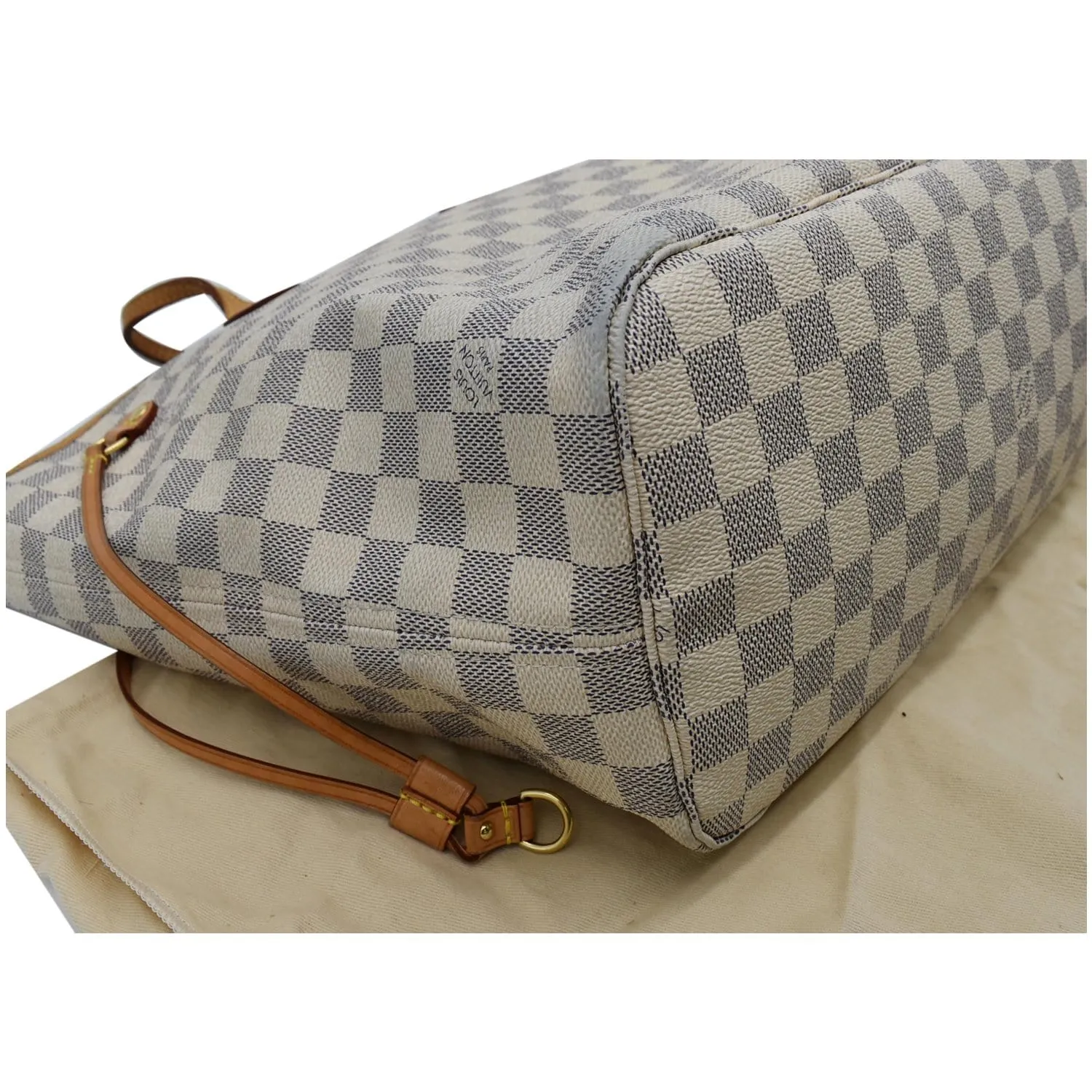 LOUIS VUITTON  Neverfull MM Damier Azur Tote Shoulder Bag White