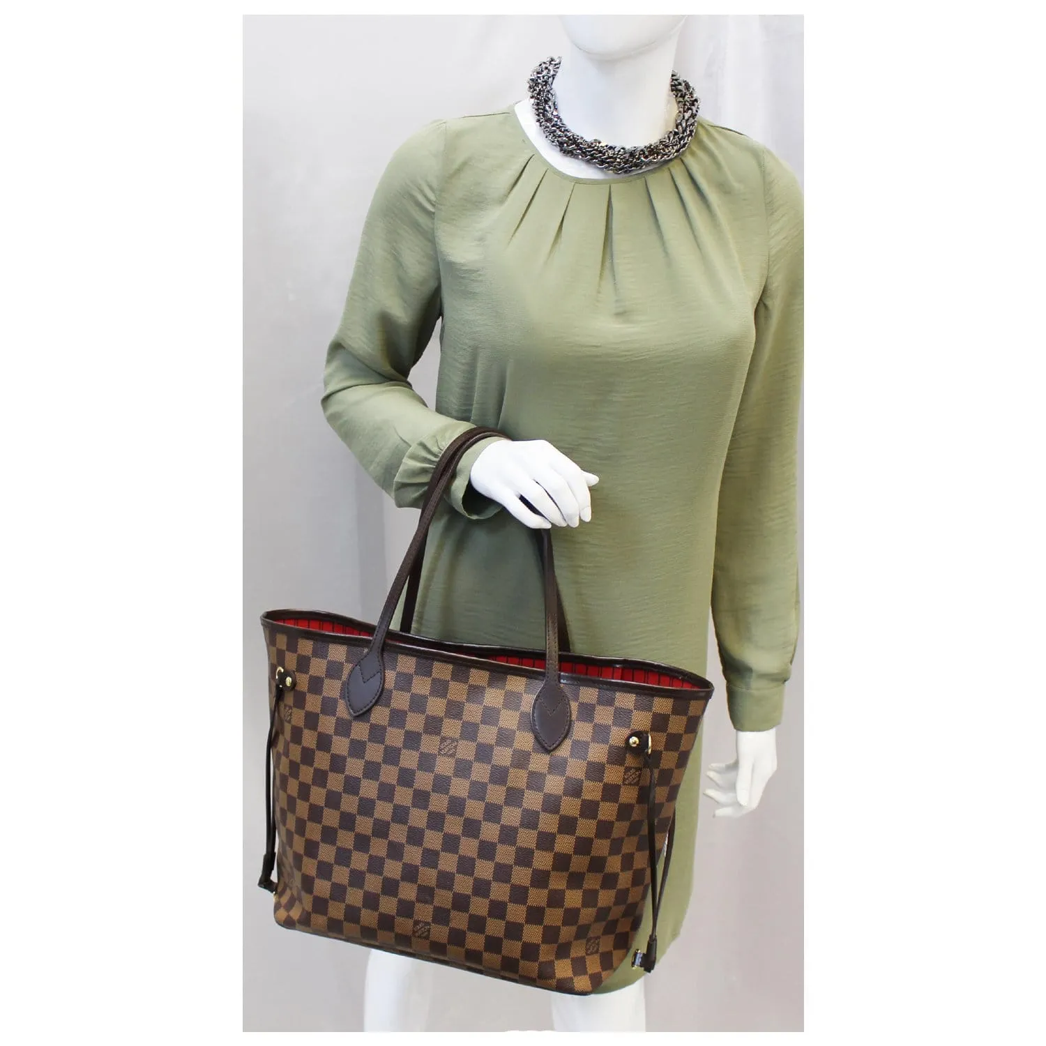 LOUIS VUITTON Neverfull MM Damier Ebene Brown Tote Bag