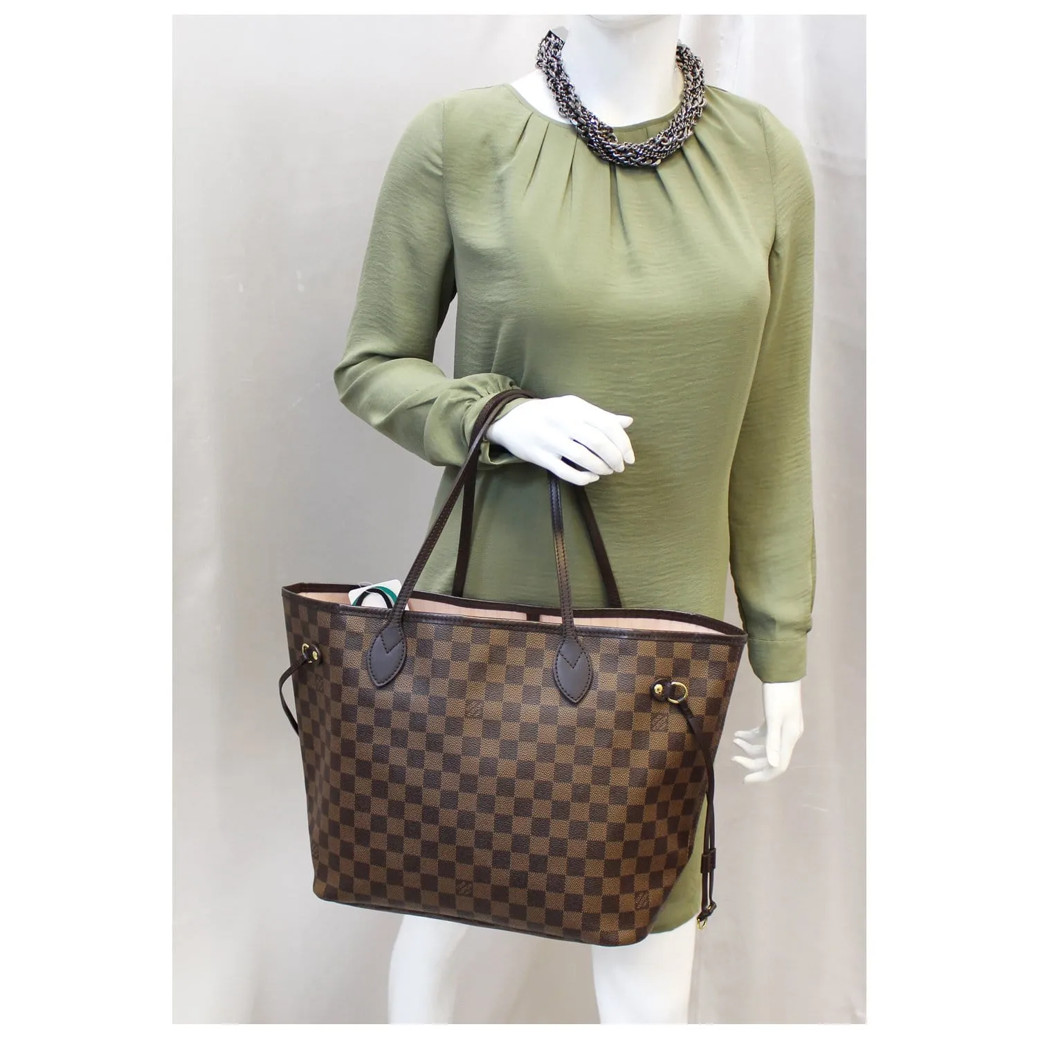 LOUIS VUITTON Neverfull MM Damier Ebene Tote Shoulder Bag