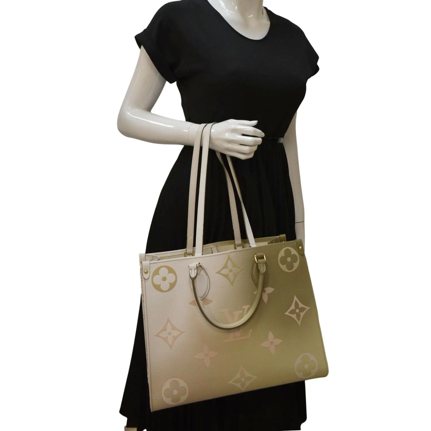 LOUIS VUITTON Onthego Spring City Giant Monogram Leather Shoulder Bag Bicolor