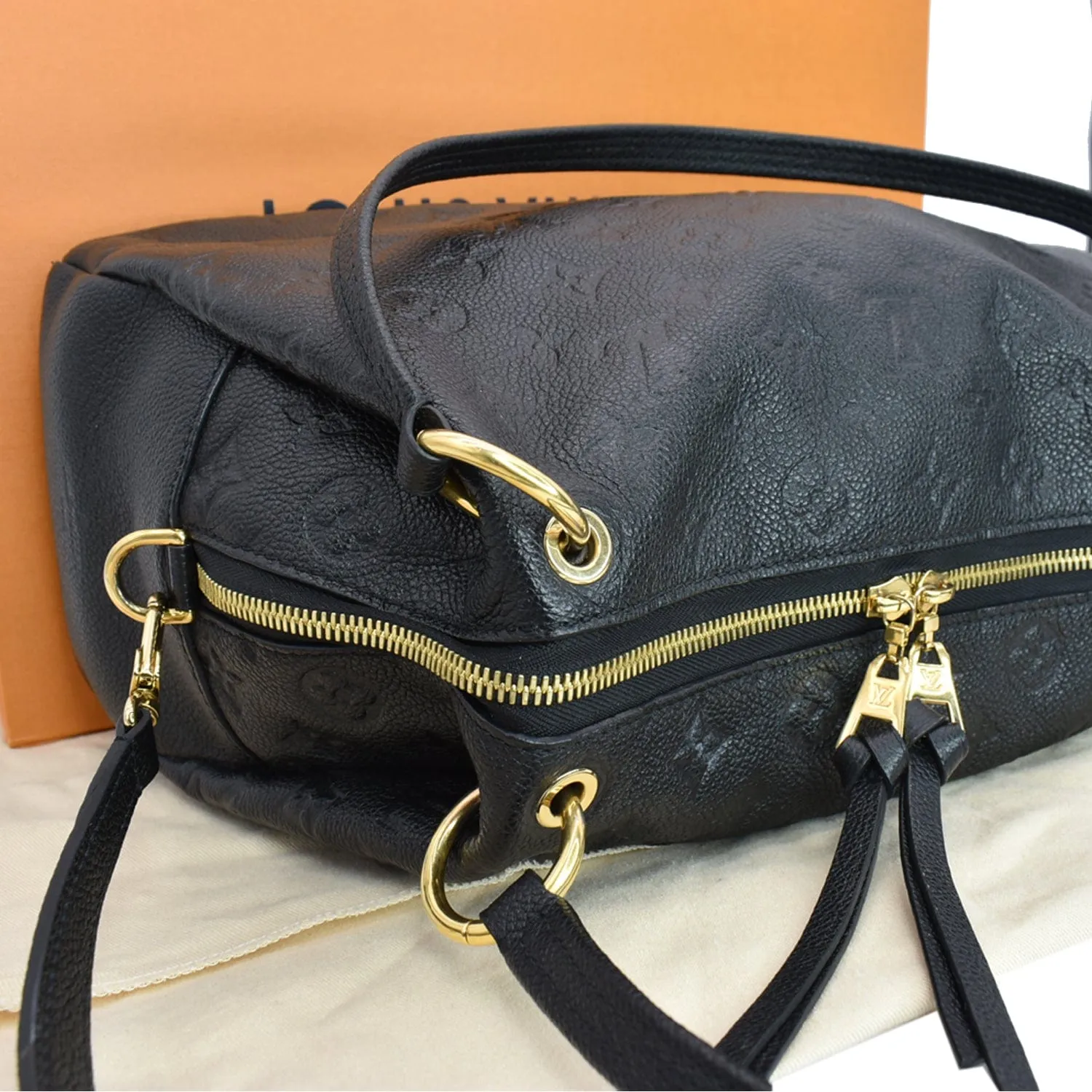 LOUIS VUITTON Ponthieu PM Empreinte Leather Shoulder Bag Black