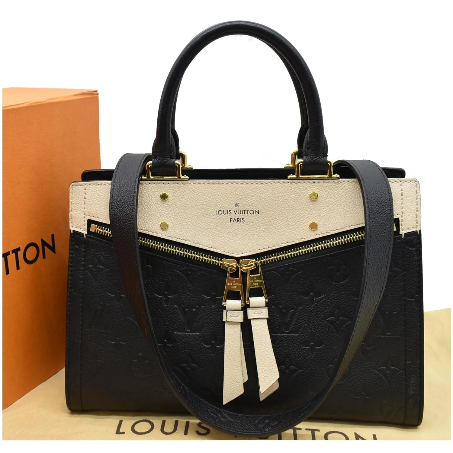 LOUIS VUITTON Sully PM Monogram Empreinte Leather Shoulder Bag Black