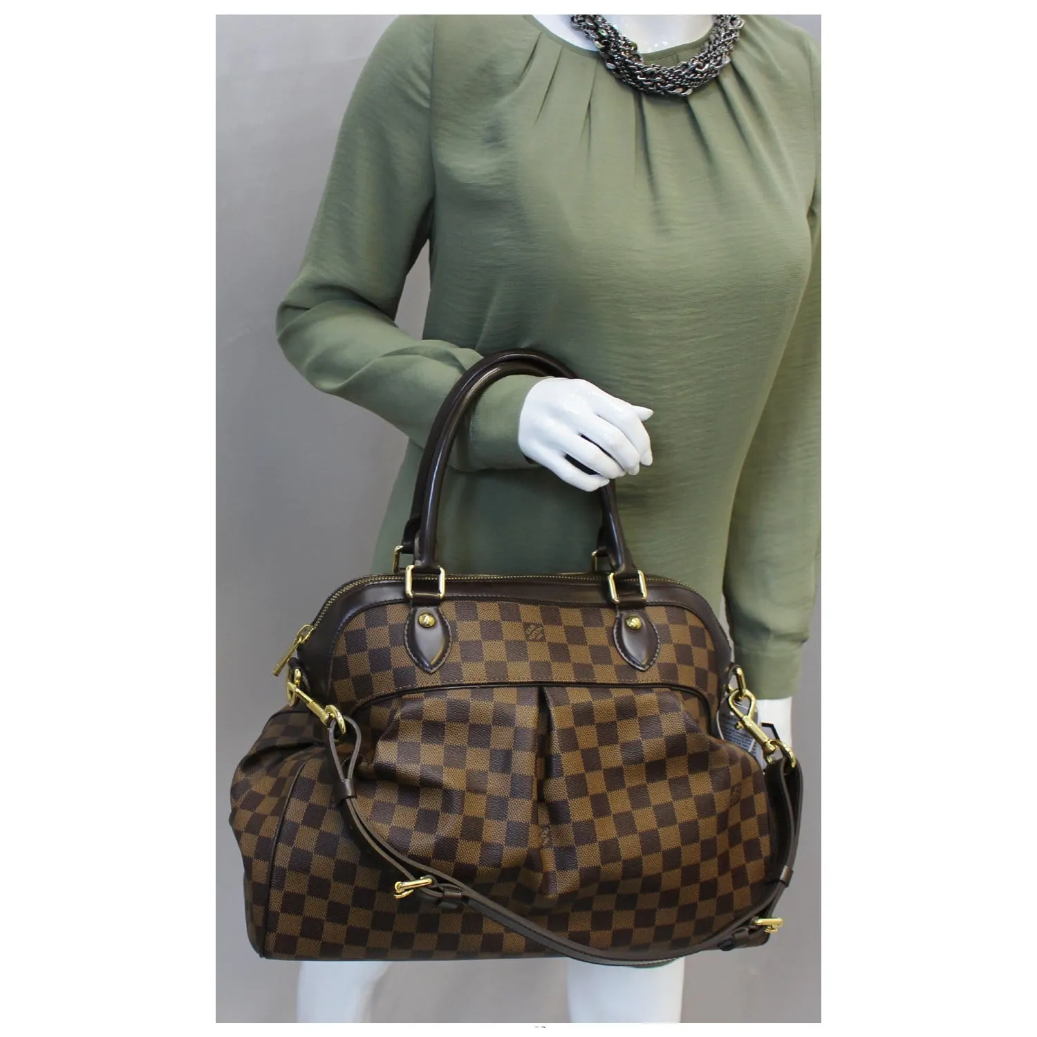 LOUIS VUITTON Trevi GM Damier Ebene 2way Shoulder Handbag