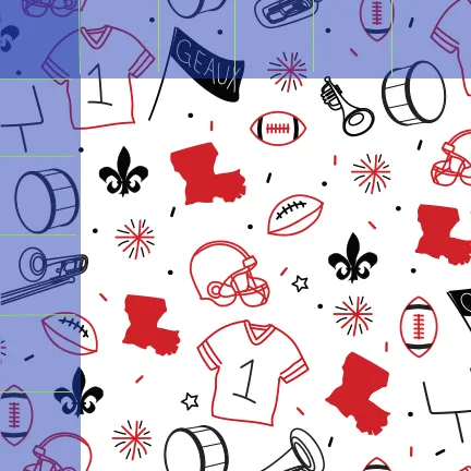 Louisiana Spirit: Red and Black Football Fabric