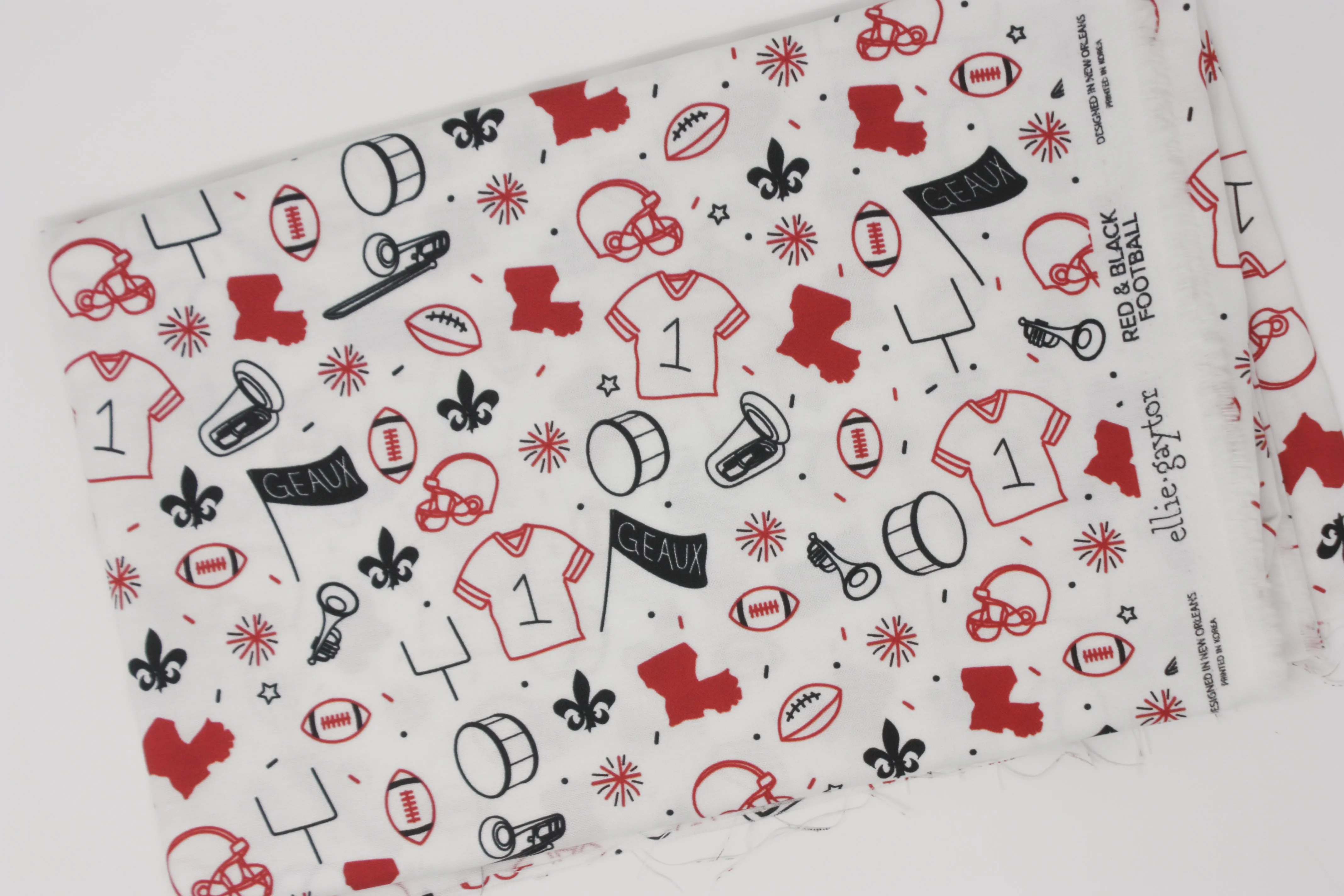 Louisiana Spirit: Red and Black Football Fabric