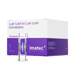 Luer Lock to Luer Lock Connectors (Wide Bore for Fat Transfer) By Imatec Medical  - Box of 100