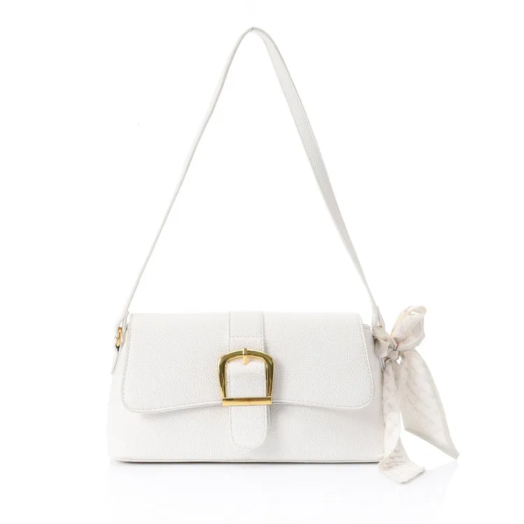 Magnetic And Zipper Closure Cross-Body Bag  - White