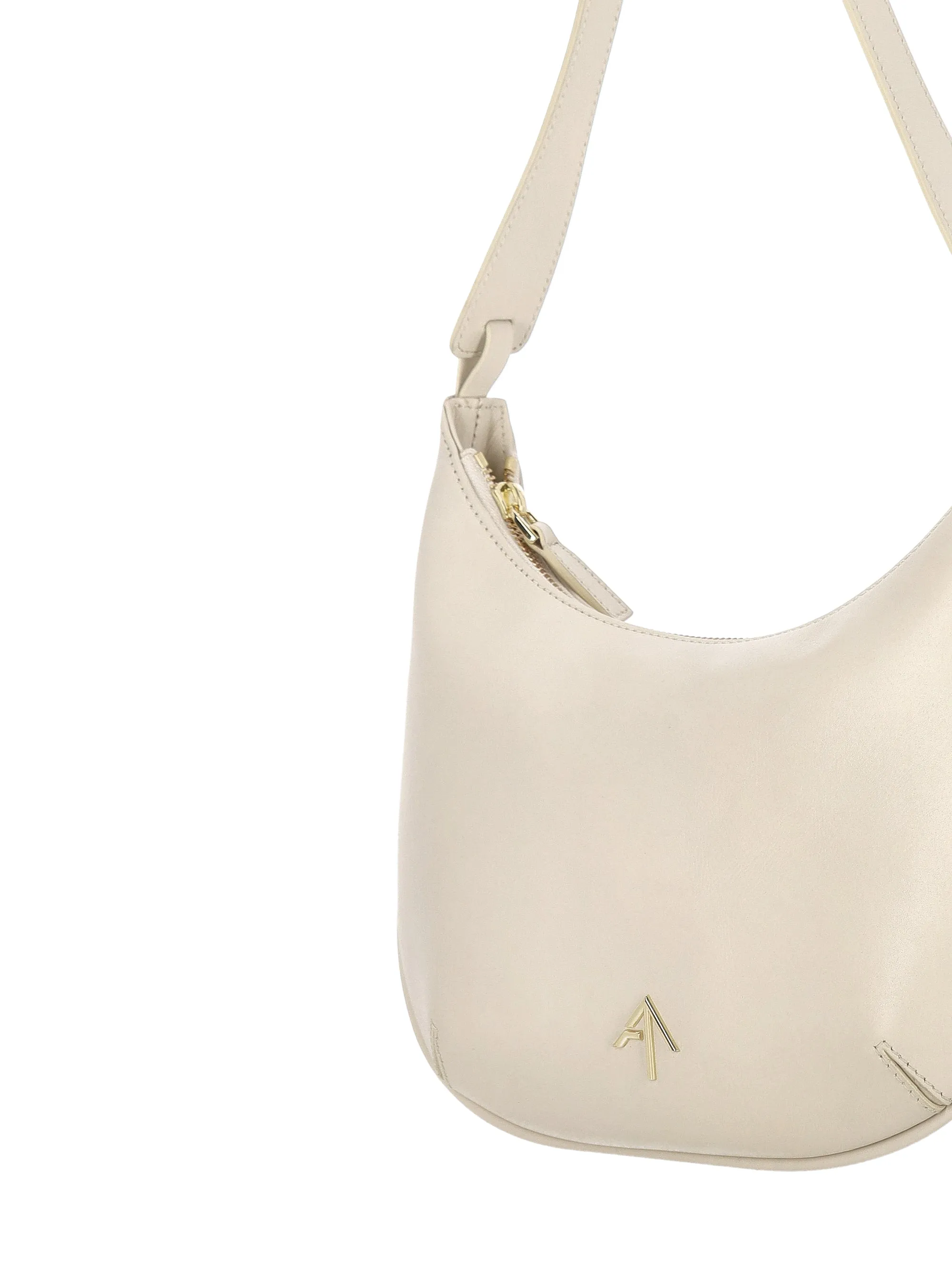 Manu Atelier Mini Hobo Beige Leather Bag