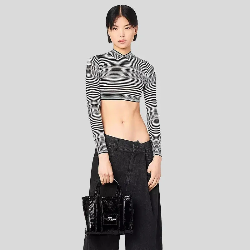 Marc Jacobs The Shiny Crinkle Mini Tote Black RS-H065L01PF22