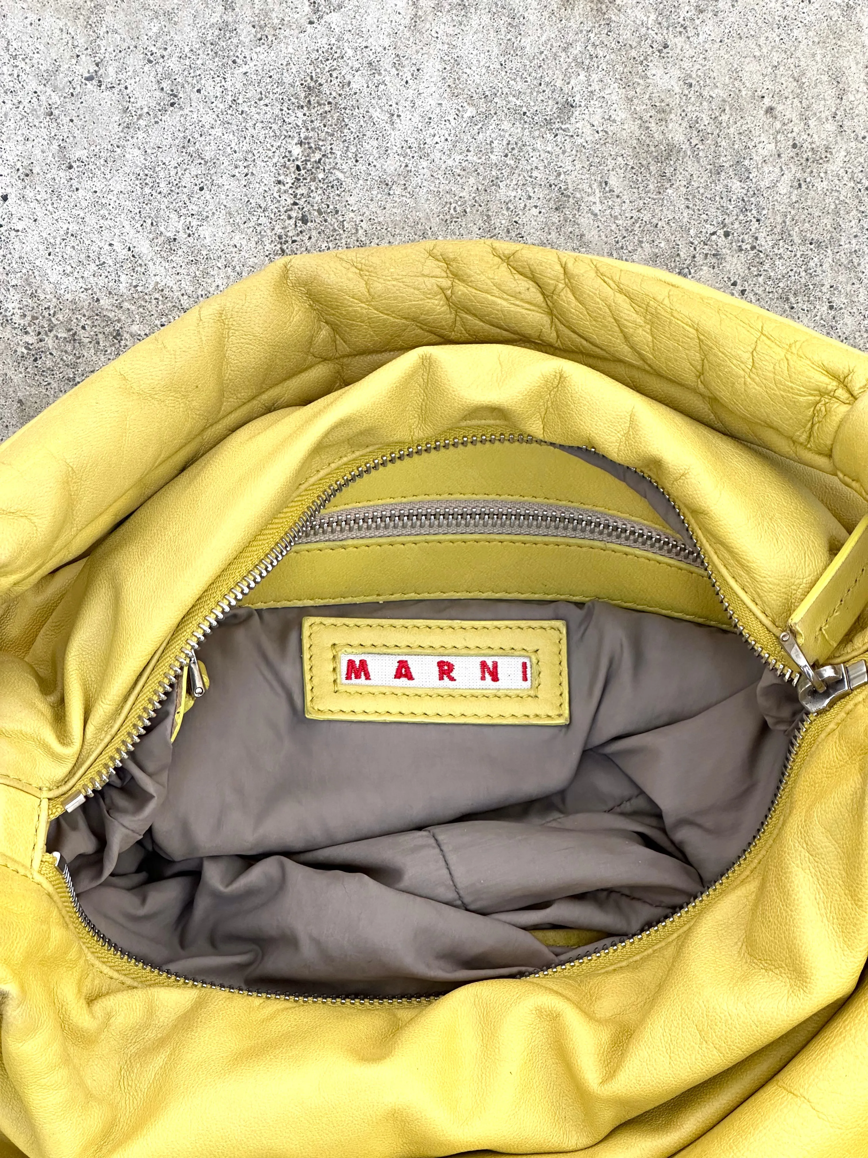 Marni Lambskin Ruched Hobo Bag