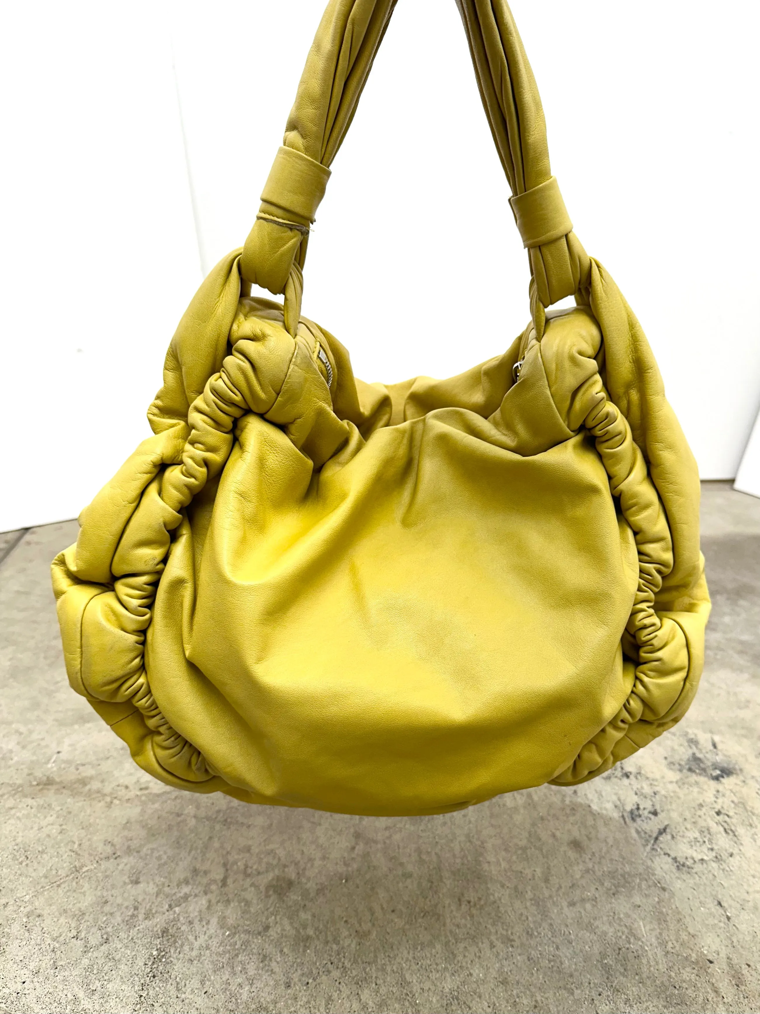 Marni Lambskin Ruched Hobo Bag