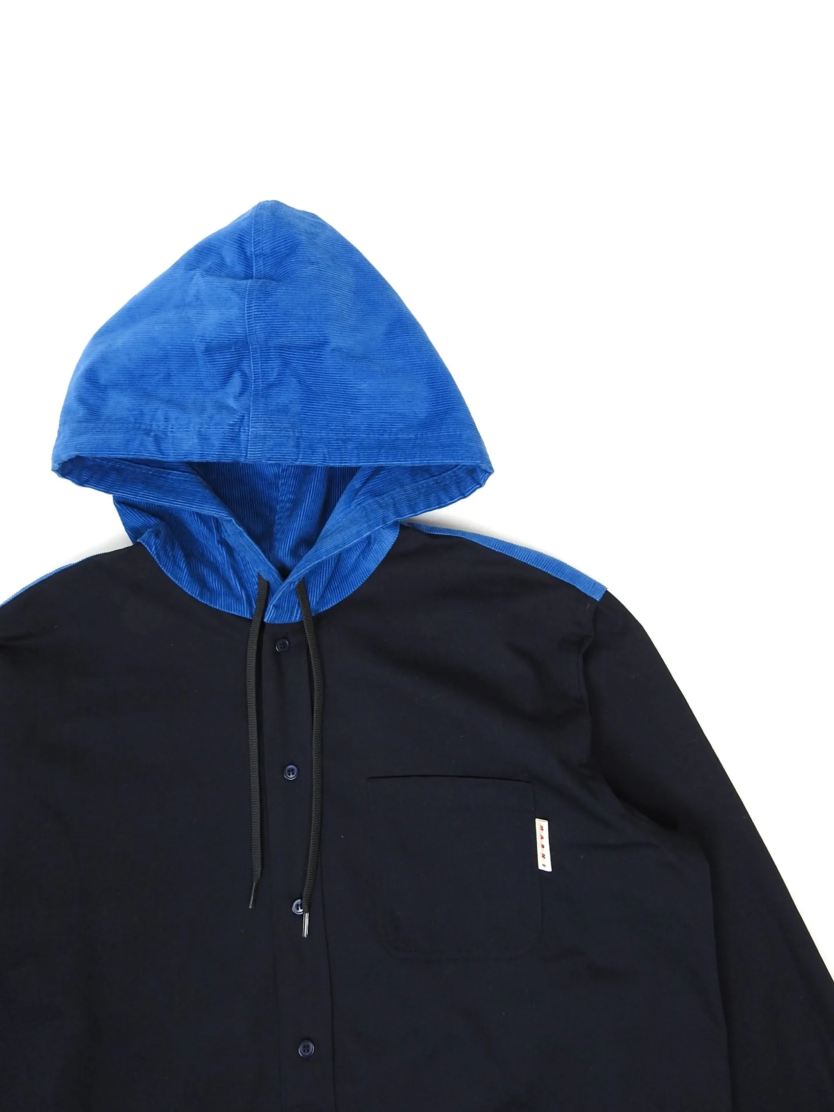 Marni Navy Hooded Button Up Jacket Size 50