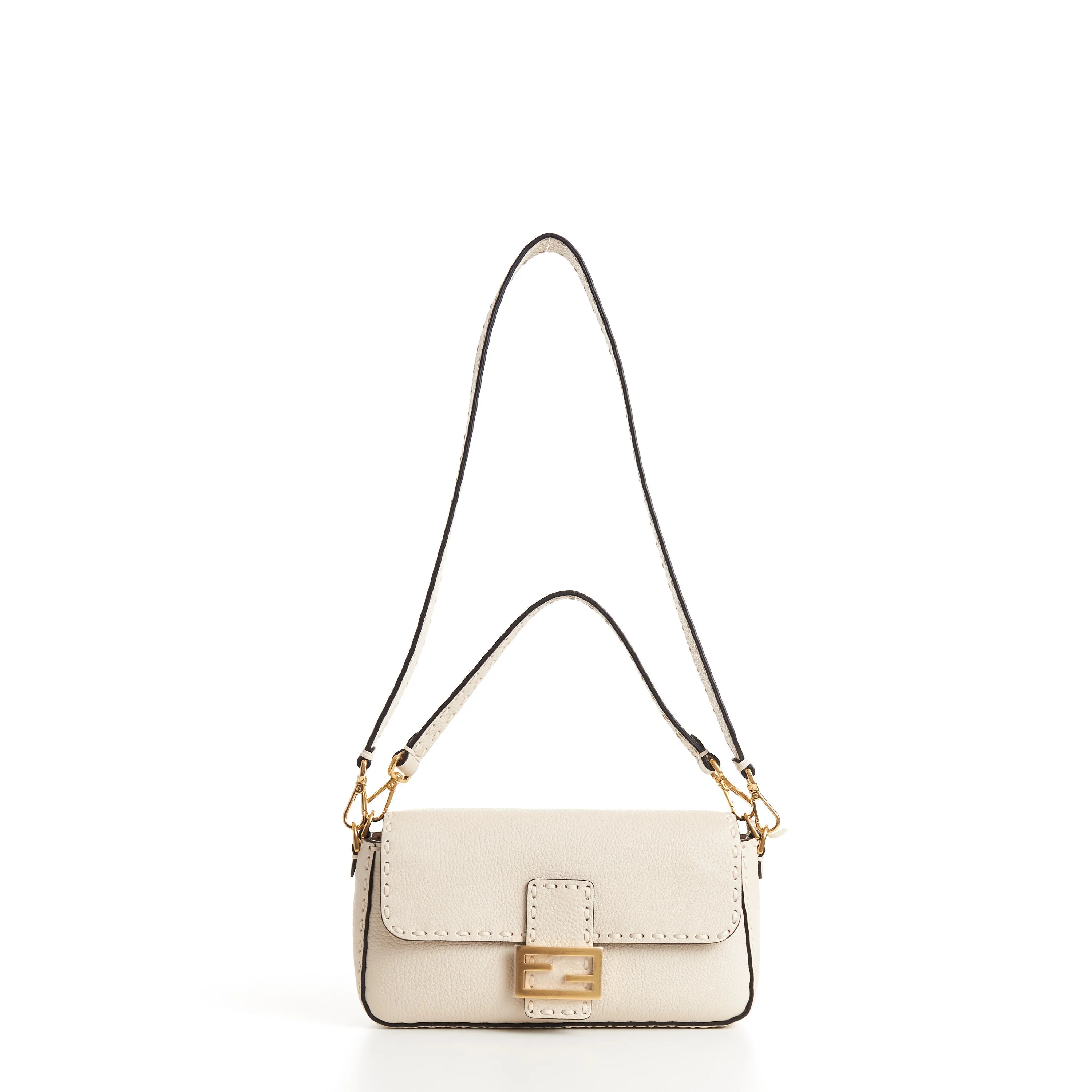 Medium Baguette - Camellia Selleria Bag With Oversize Topstitching