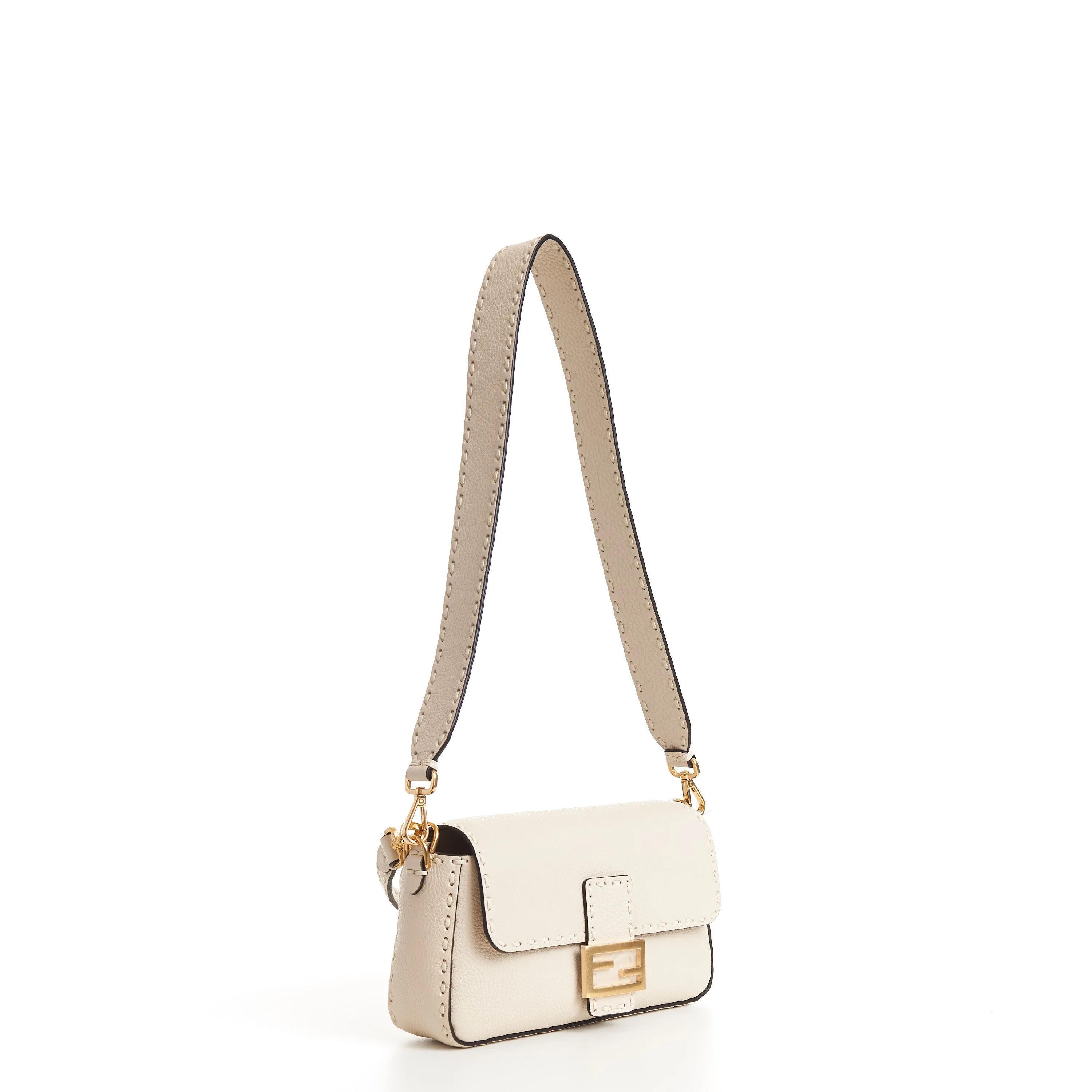 Medium Baguette - Camellia Selleria Bag With Oversize Topstitching