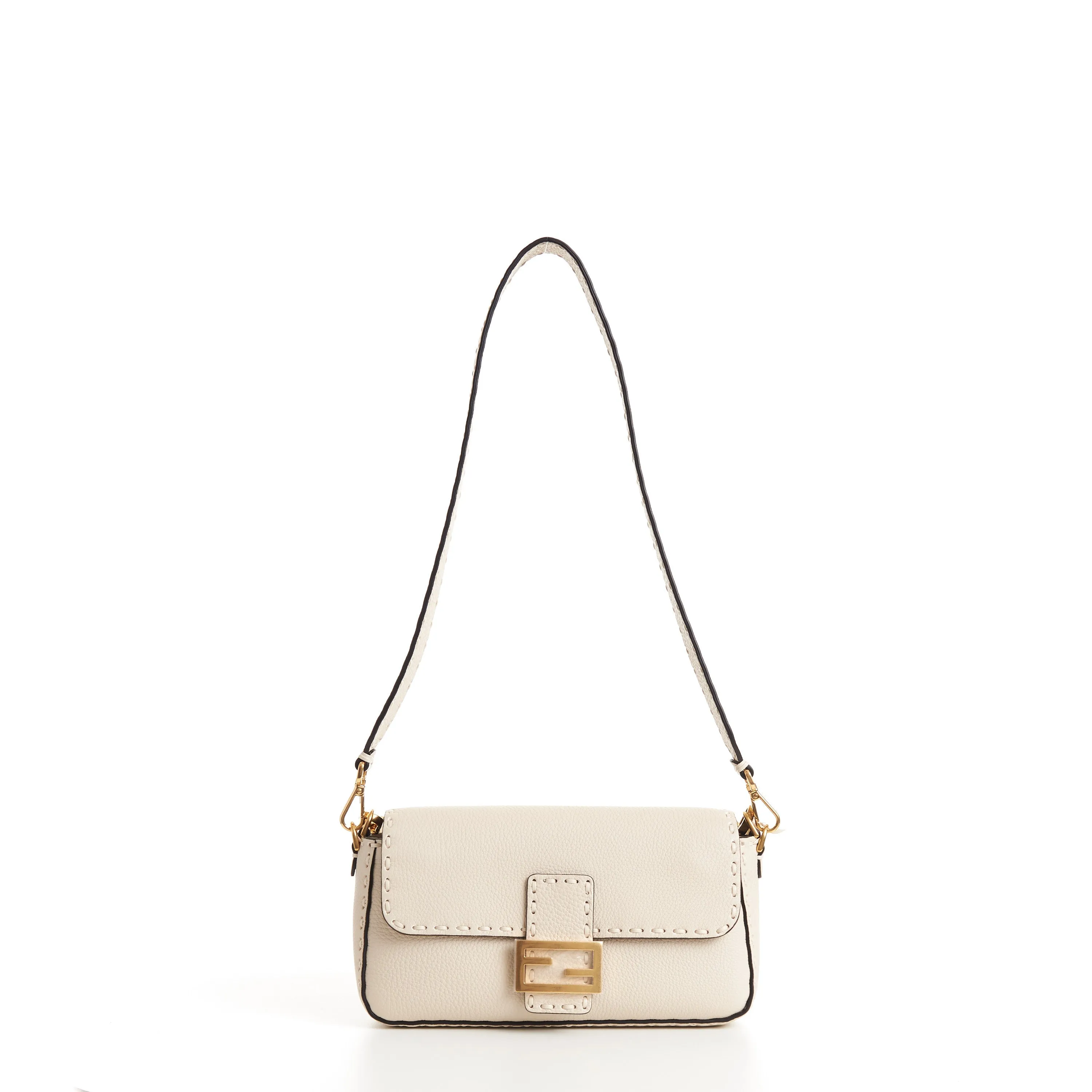 Medium Baguette - Camellia Selleria Bag With Oversize Topstitching