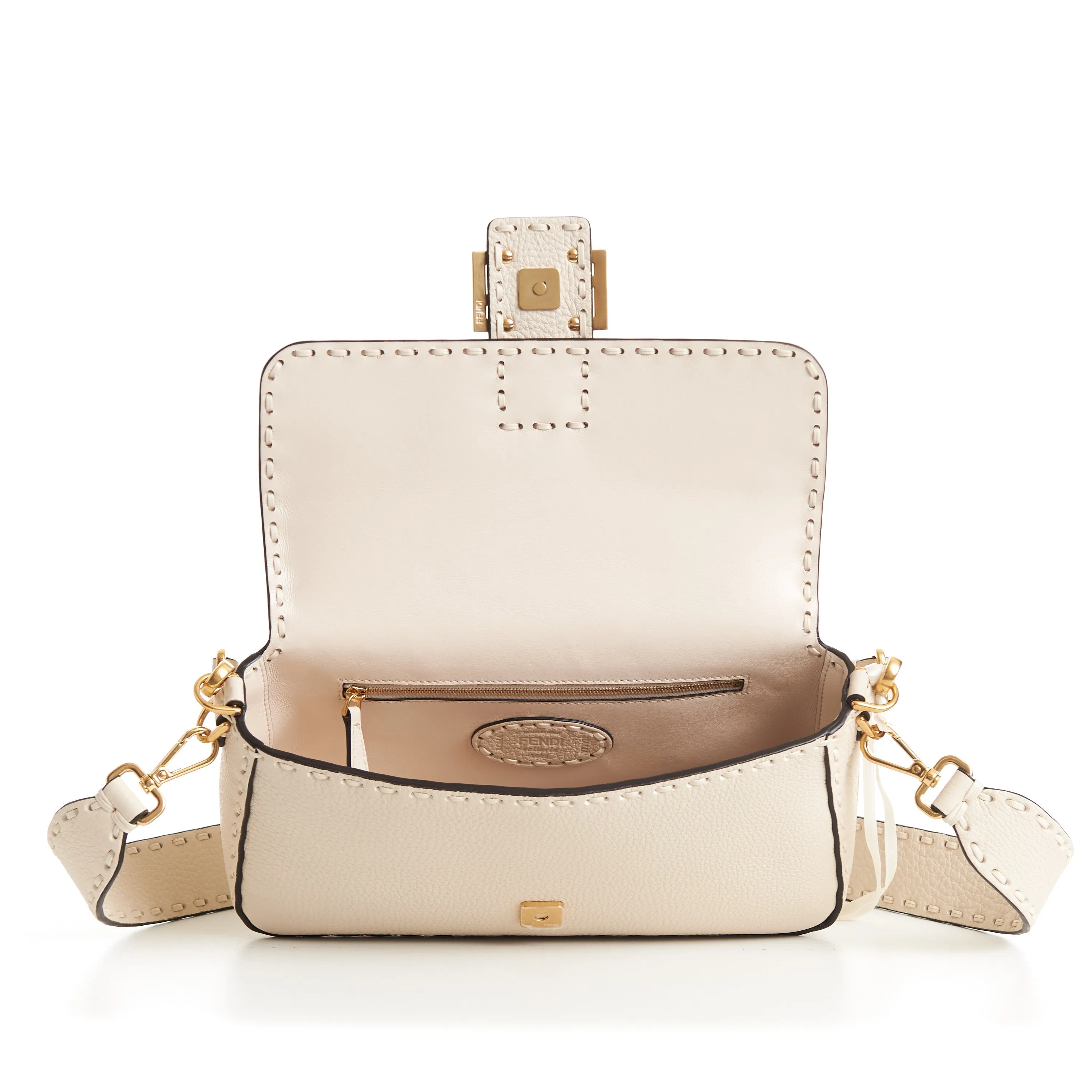 Medium Baguette - Camellia Selleria Bag With Oversize Topstitching
