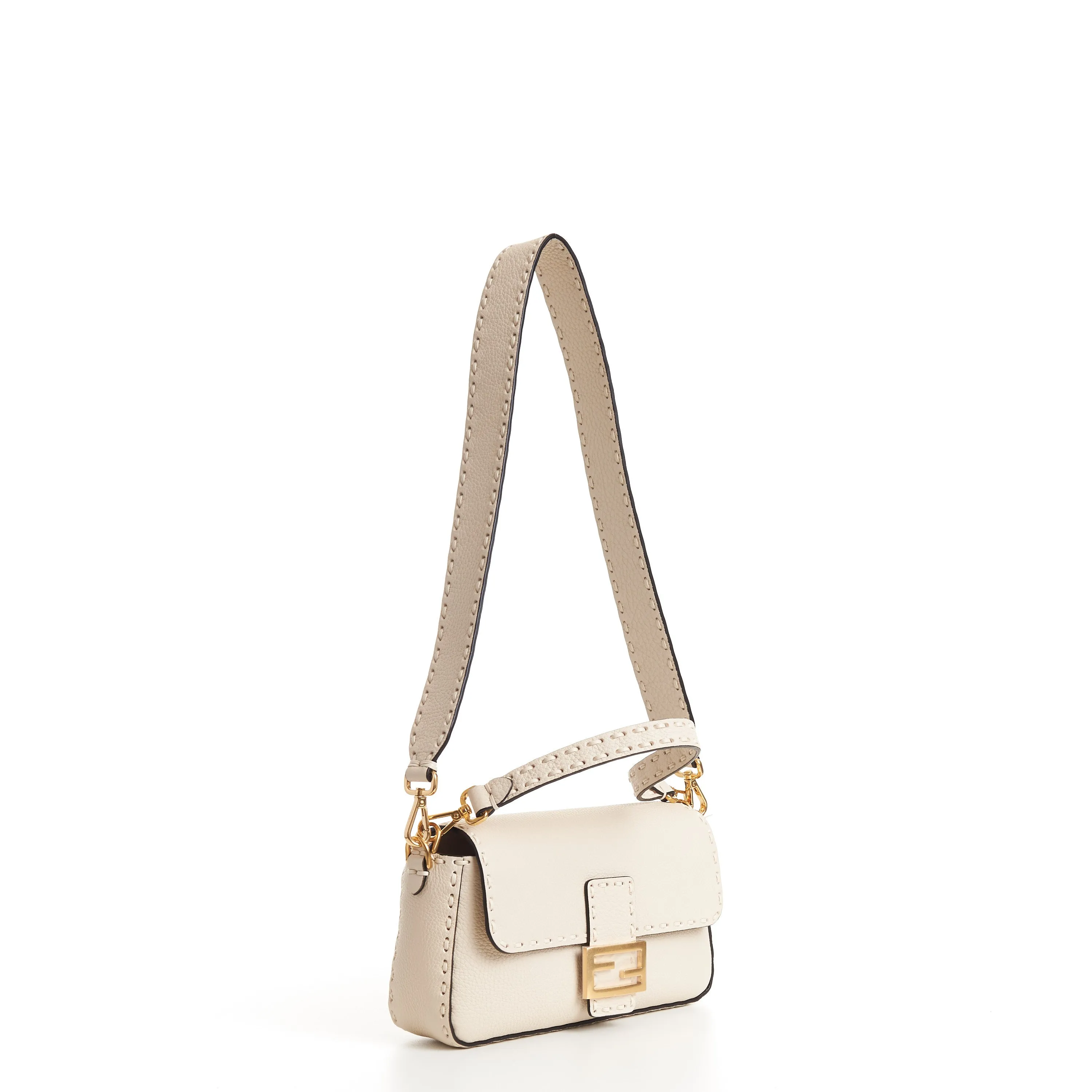 Medium Baguette - Camellia Selleria Bag With Oversize Topstitching