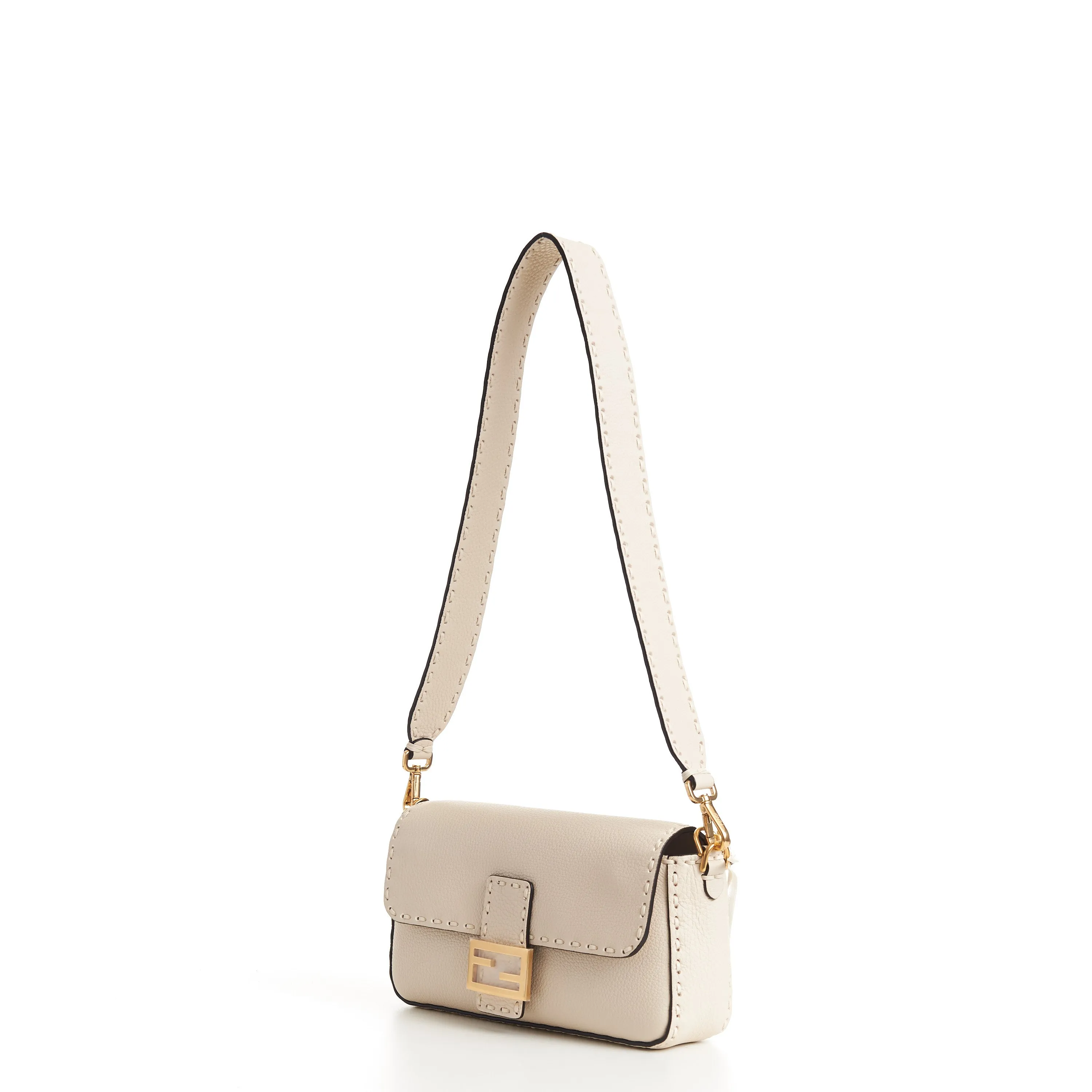 Medium Baguette - Camellia Selleria Bag With Oversize Topstitching