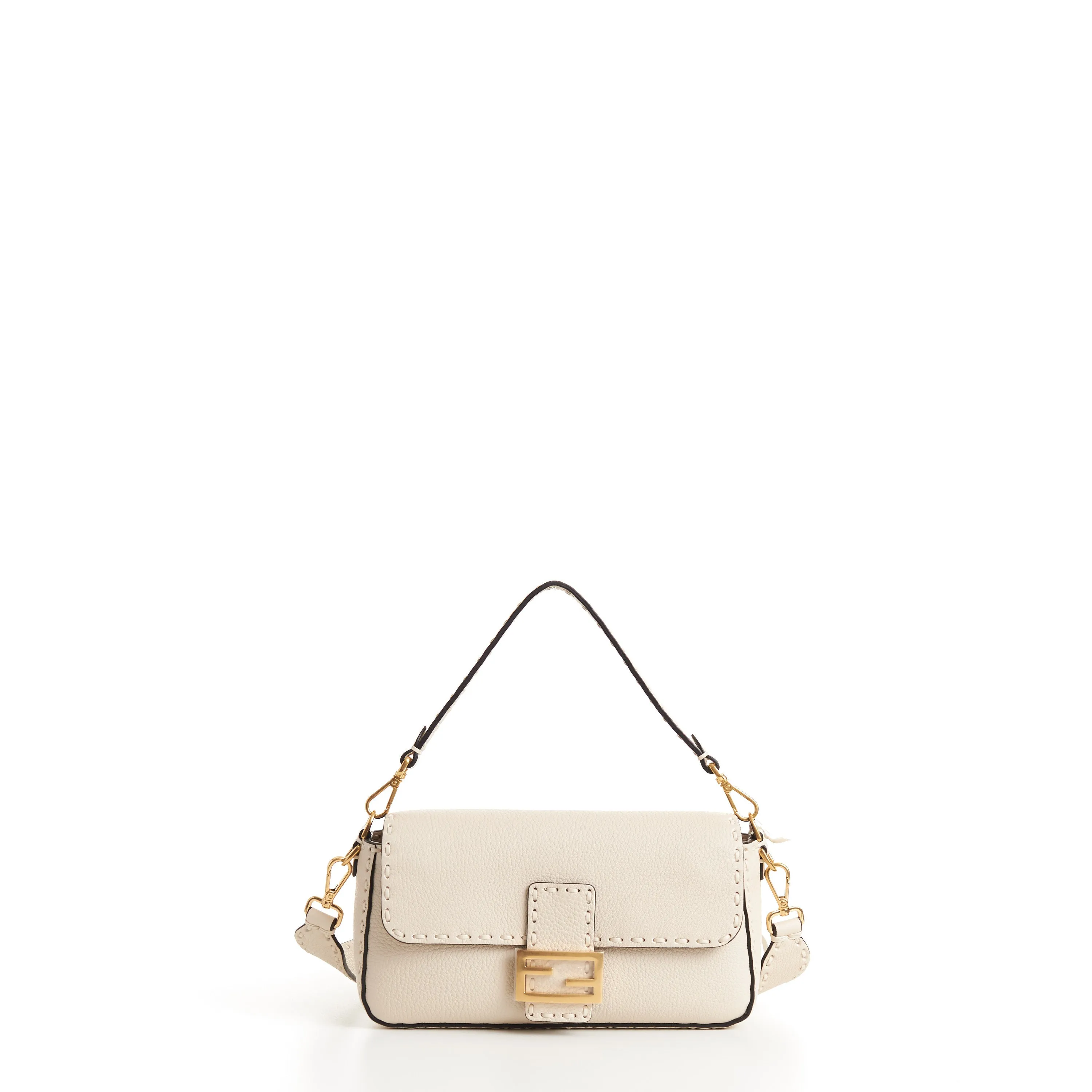 Medium Baguette - Camellia Selleria Bag With Oversize Topstitching