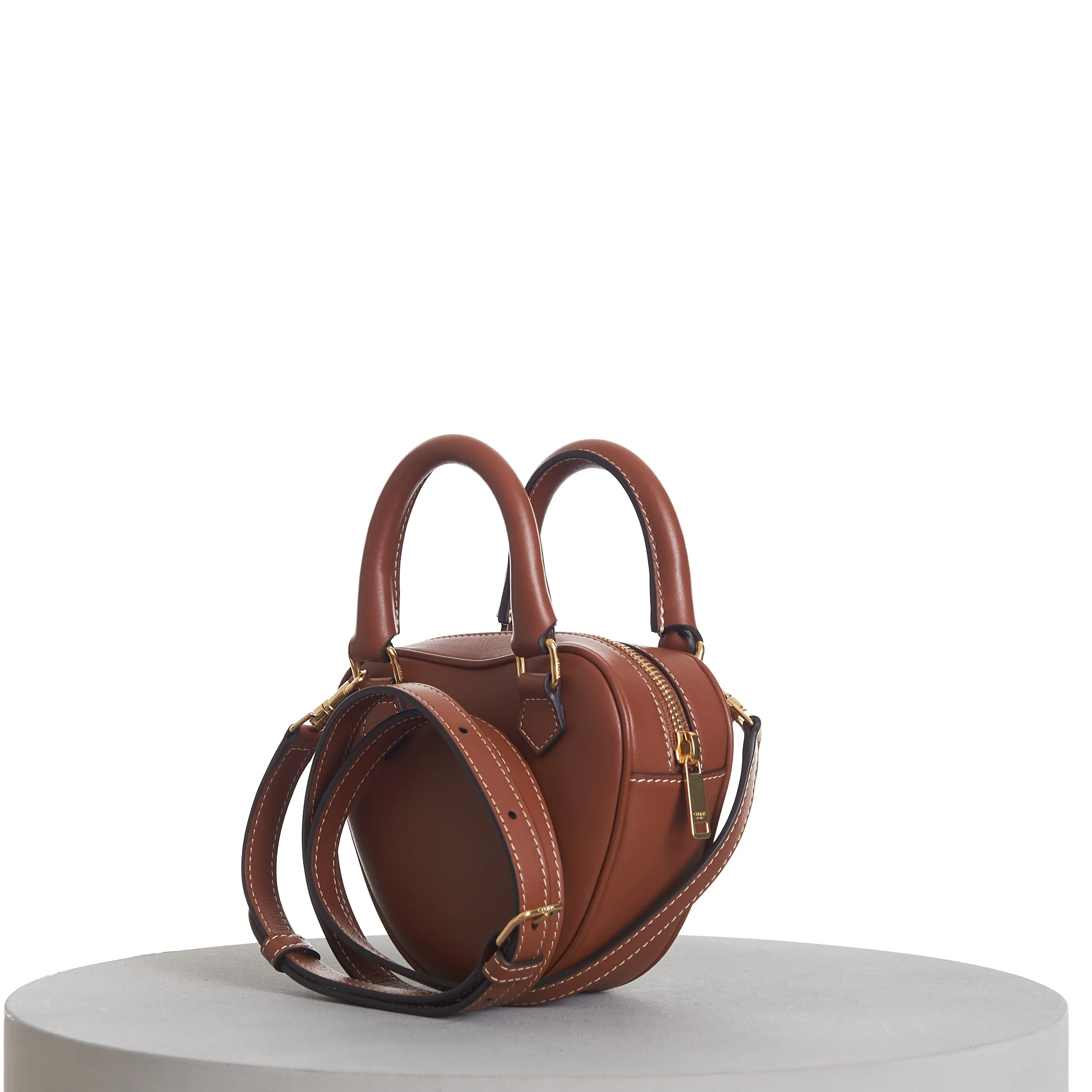 Medium Celine Heart Bag In Tan Brown Smooth Leather