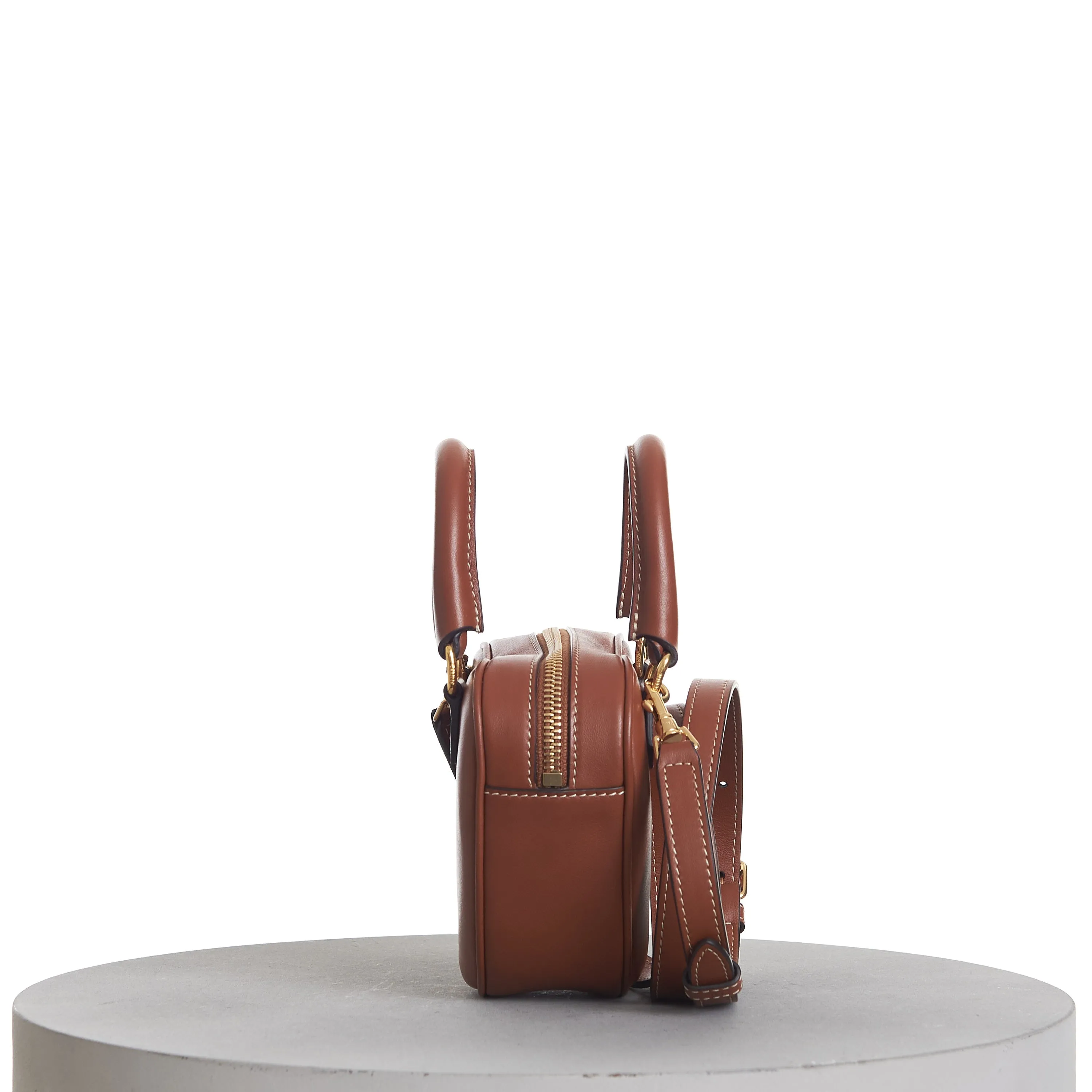 Medium Celine Heart Bag In Tan Brown Smooth Leather