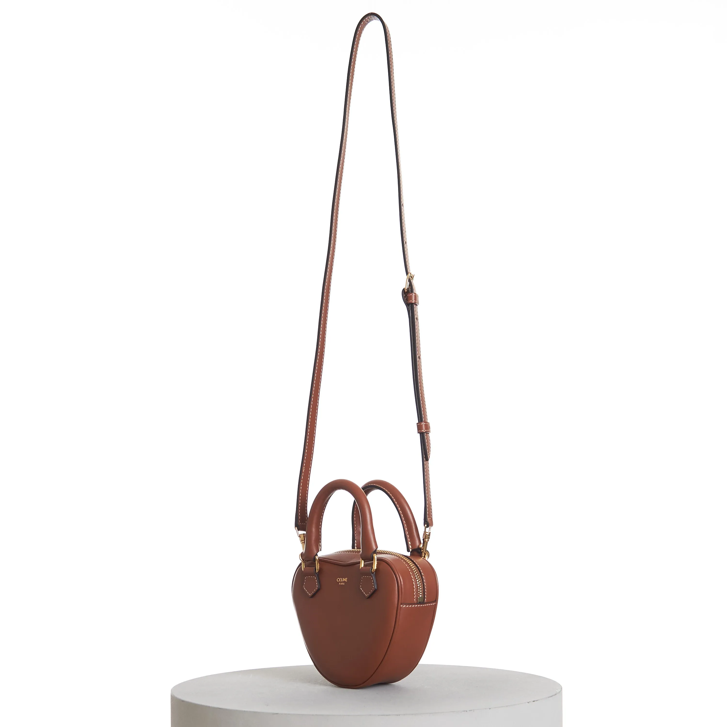 Medium Celine Heart Bag In Tan Brown Smooth Leather
