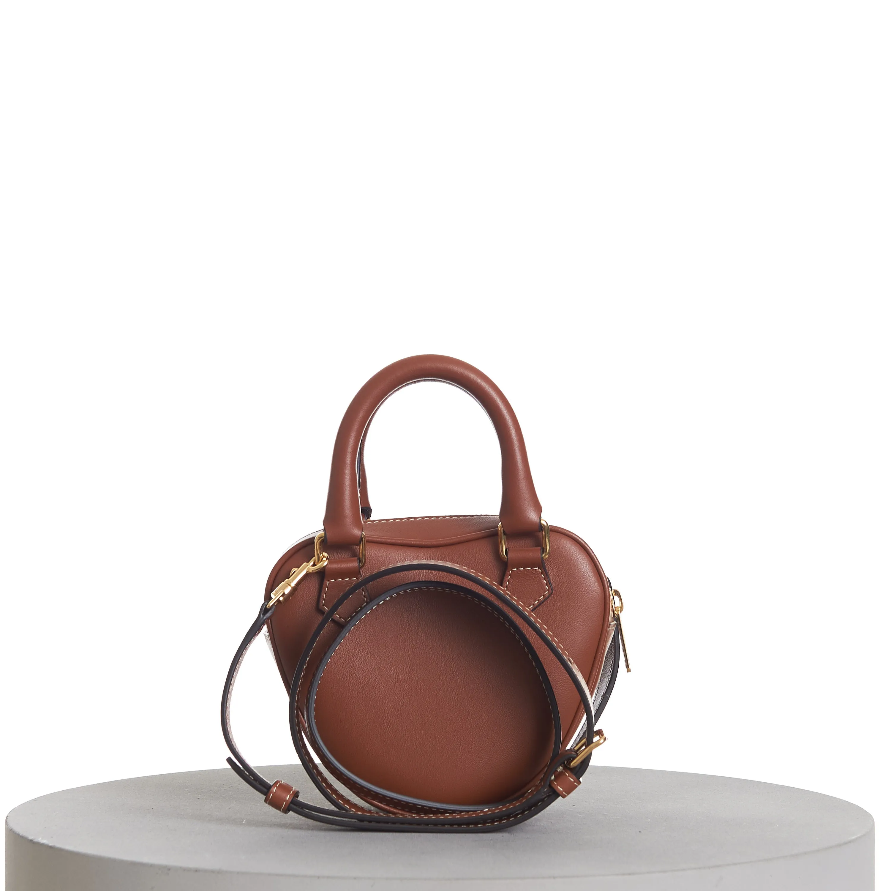 Medium Celine Heart Bag In Tan Brown Smooth Leather