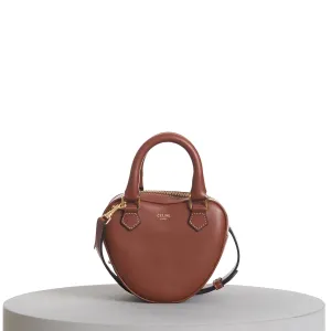 Medium Celine Heart Bag In Tan Brown Smooth Leather