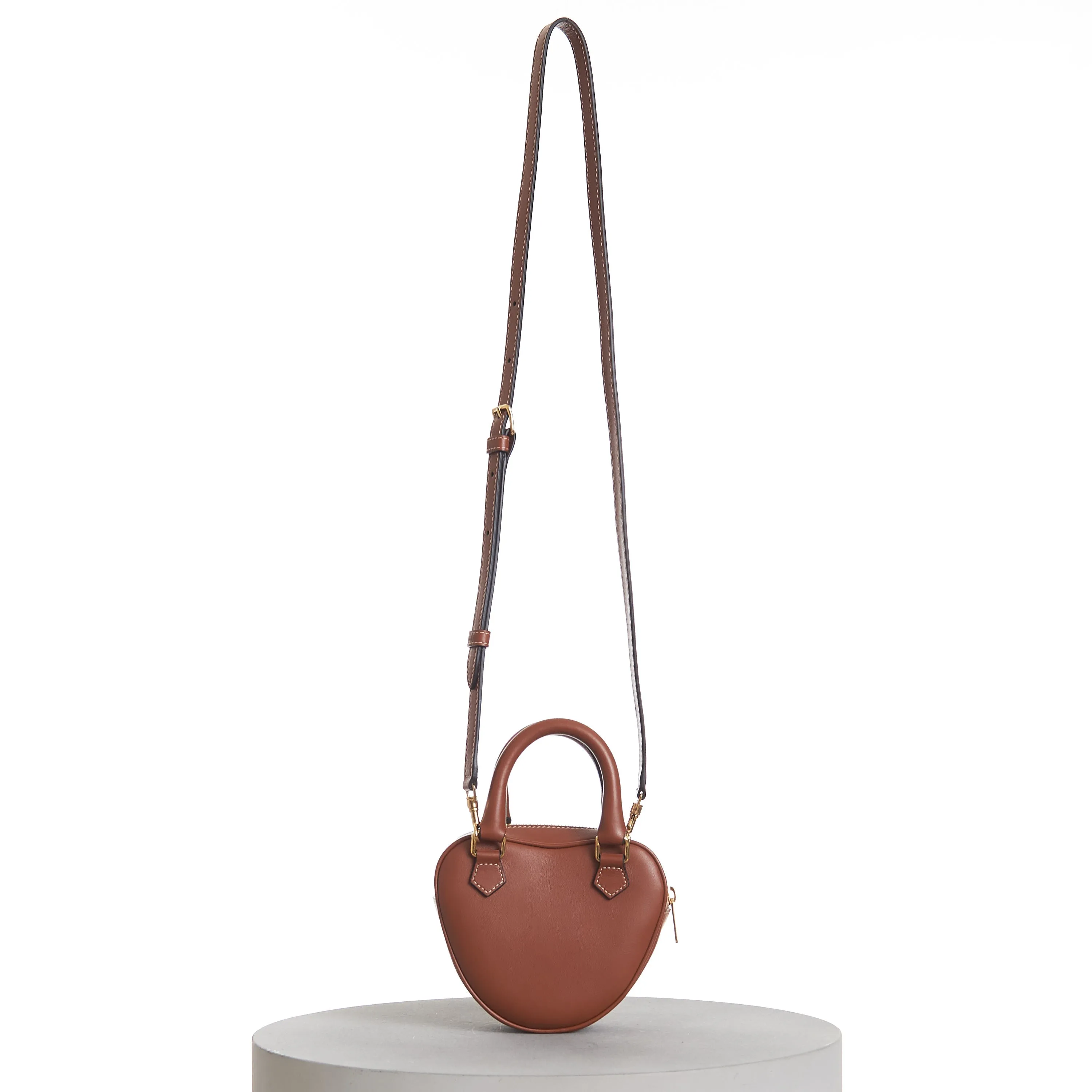 Medium Celine Heart Bag In Tan Brown Smooth Leather