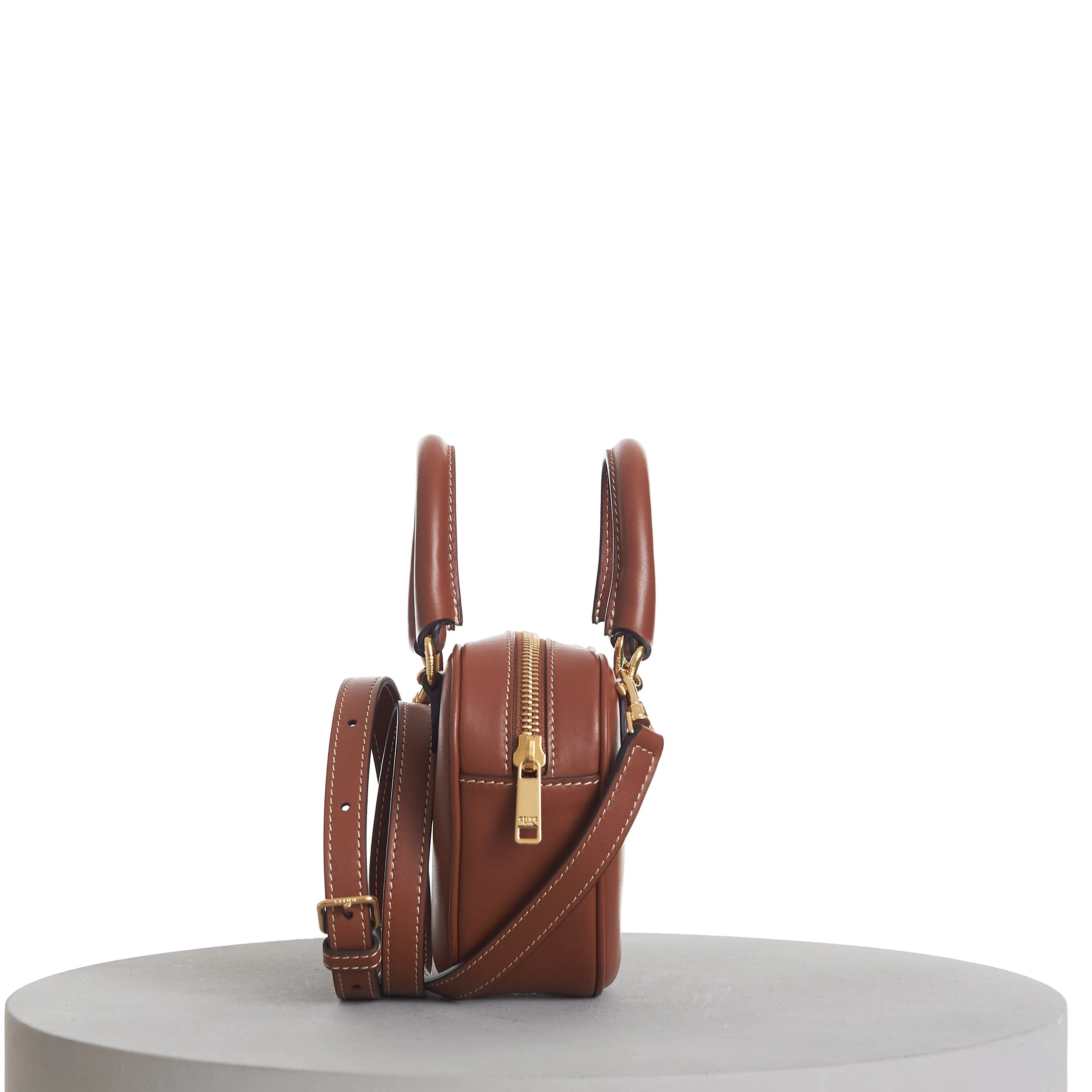 Medium Celine Heart Bag In Tan Brown Smooth Leather