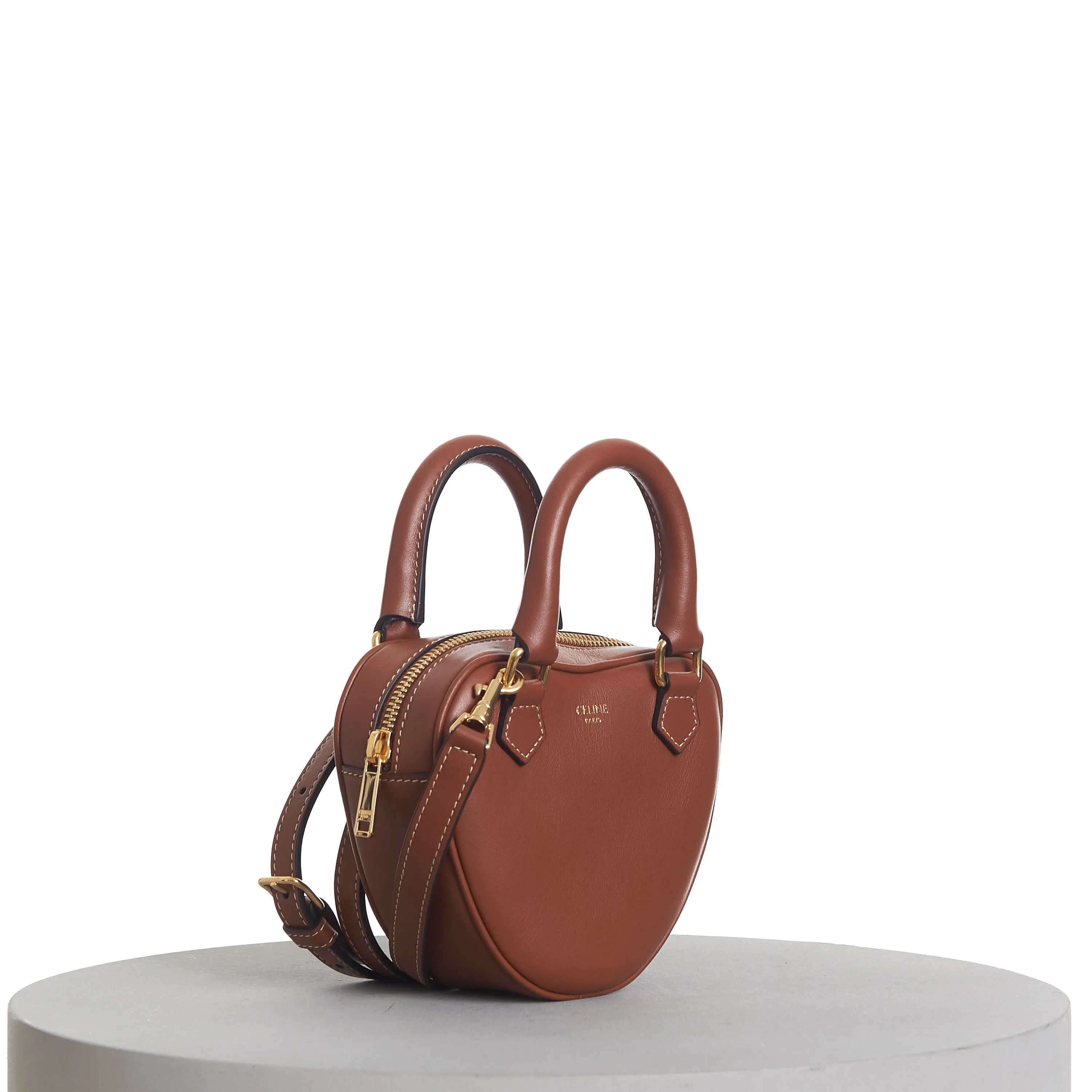 Medium Celine Heart Bag In Tan Brown Smooth Leather