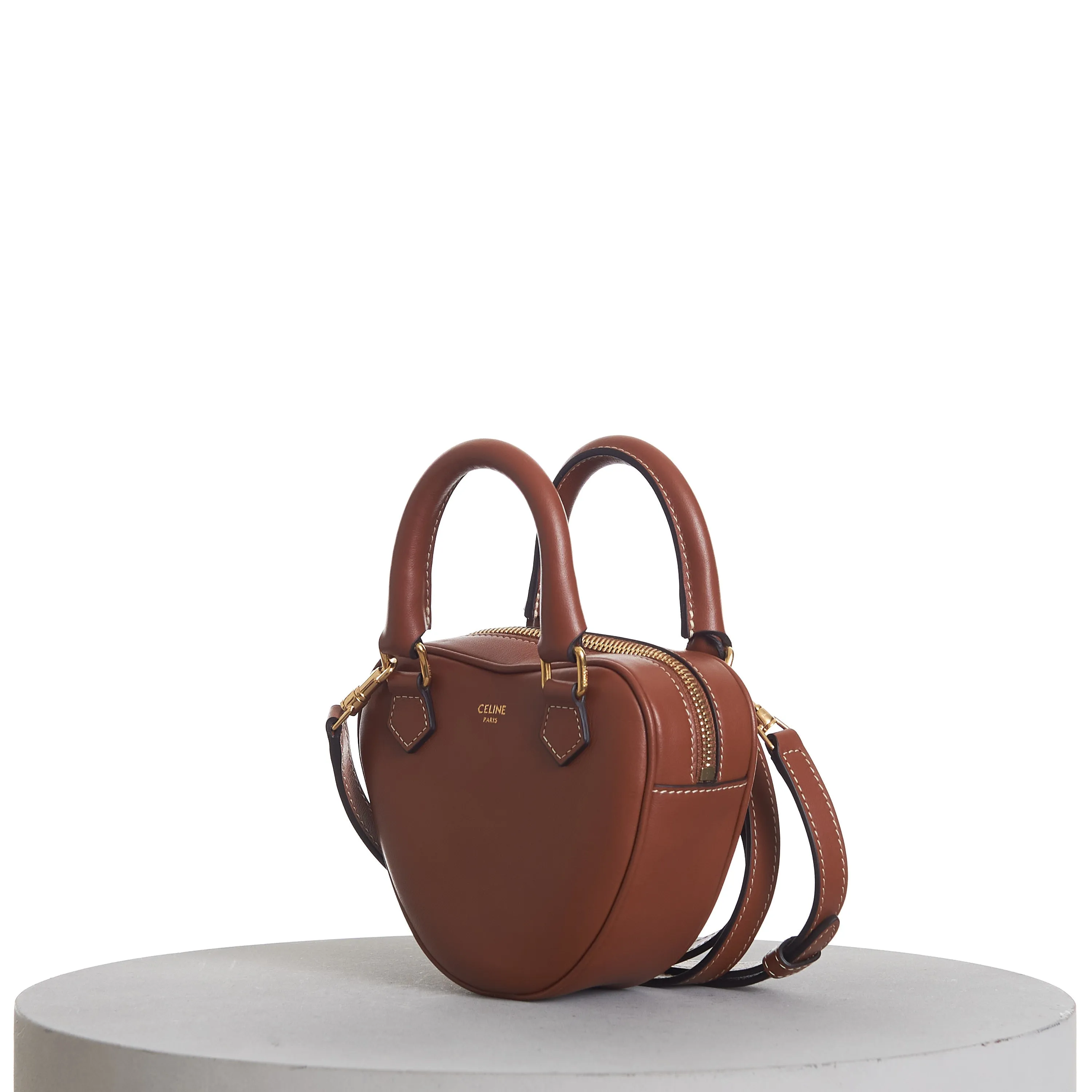 Medium Celine Heart Bag In Tan Brown Smooth Leather