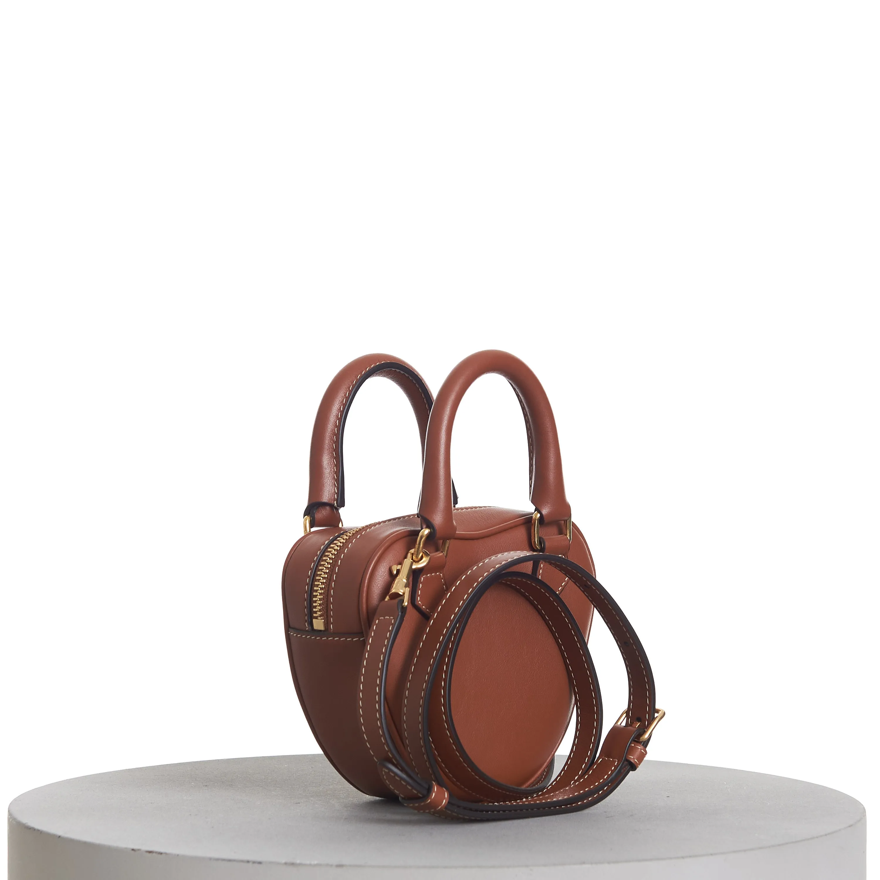 Medium Celine Heart Bag In Tan Brown Smooth Leather