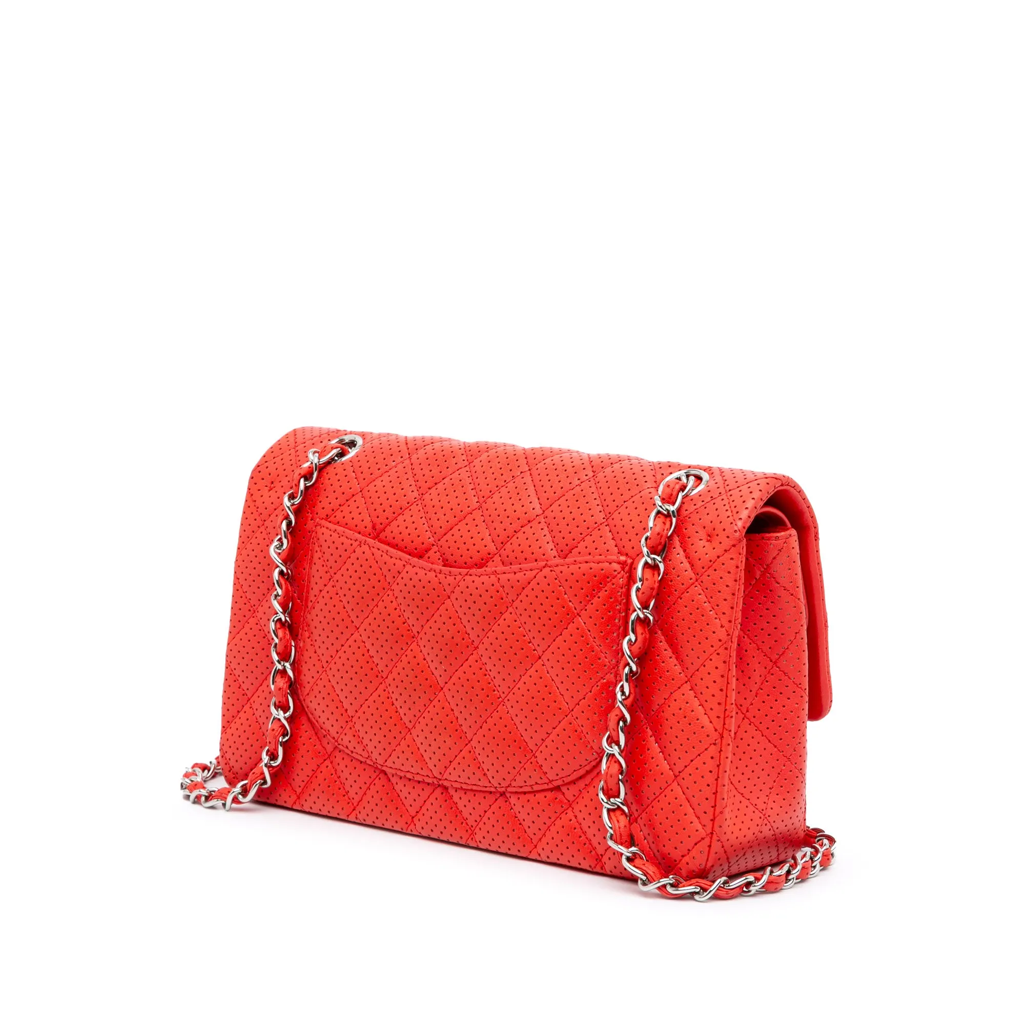 Medium Classic Perforated Lambskin Double Flap