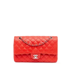 Medium Classic Perforated Lambskin Double Flap