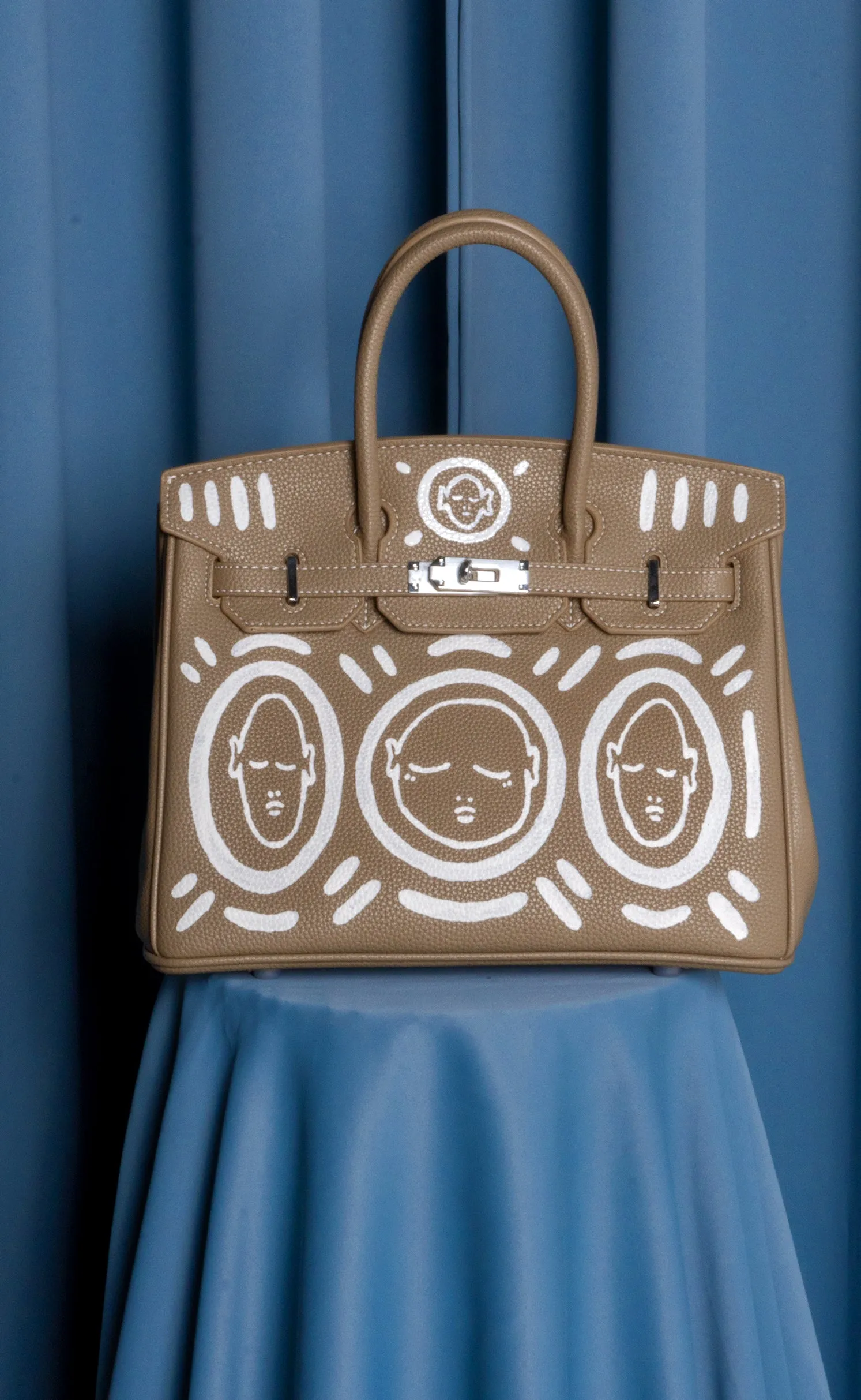 Medium Painted Vegan Leather Tote, 10x5x7