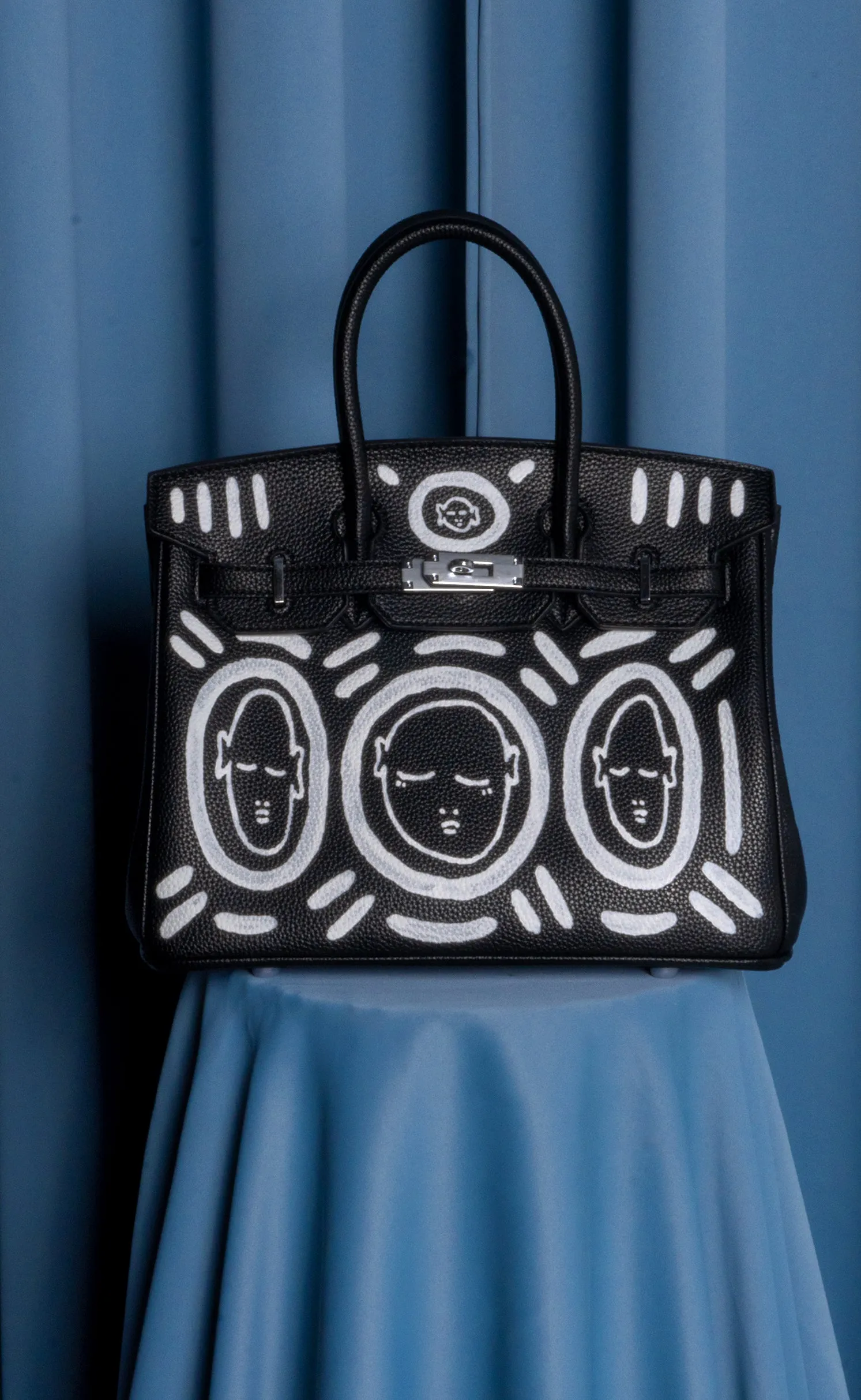 Medium Painted Vegan Leather Tote, 10x5x7