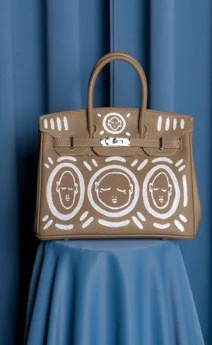 Medium Painted Vegan Leather Tote, 10x5x7