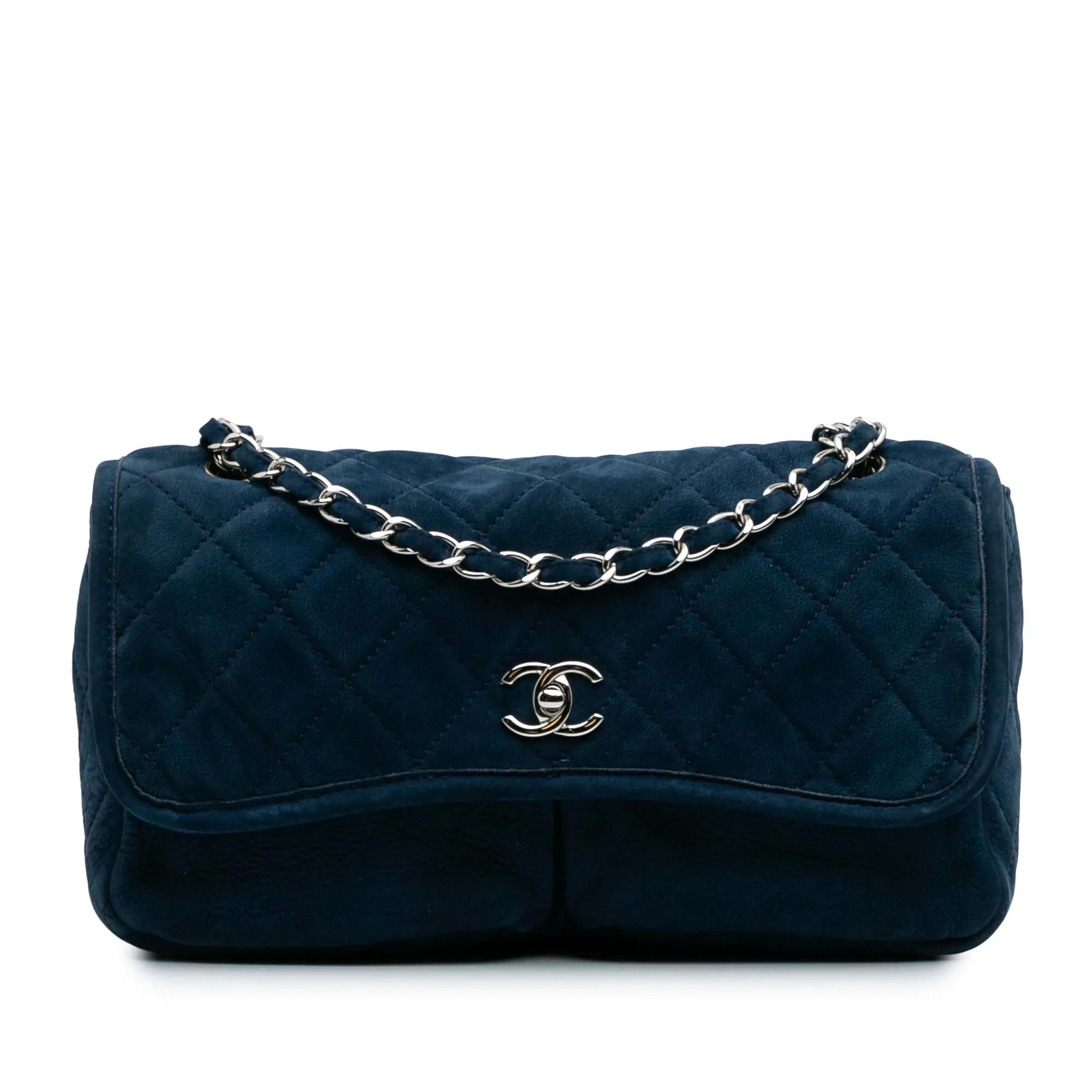 Medium Quilted Nubuck Natural Beauty Split Pocket Flap