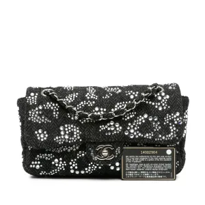 Medium Strass Embellished Tweed Single Flap