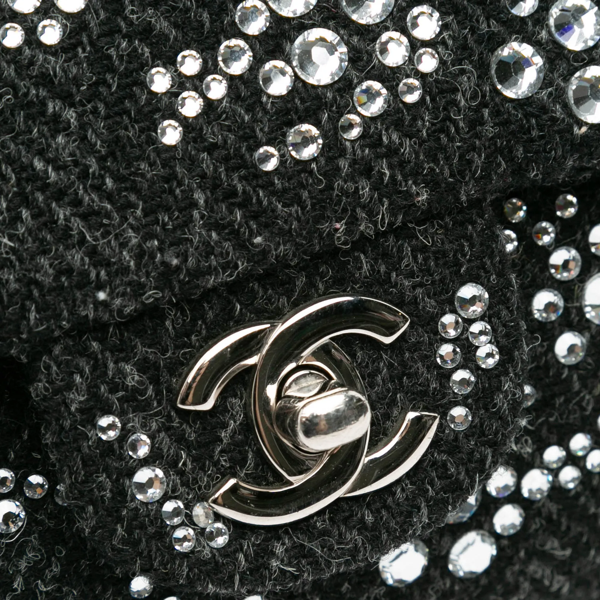 Medium Strass Embellished Tweed Single Flap