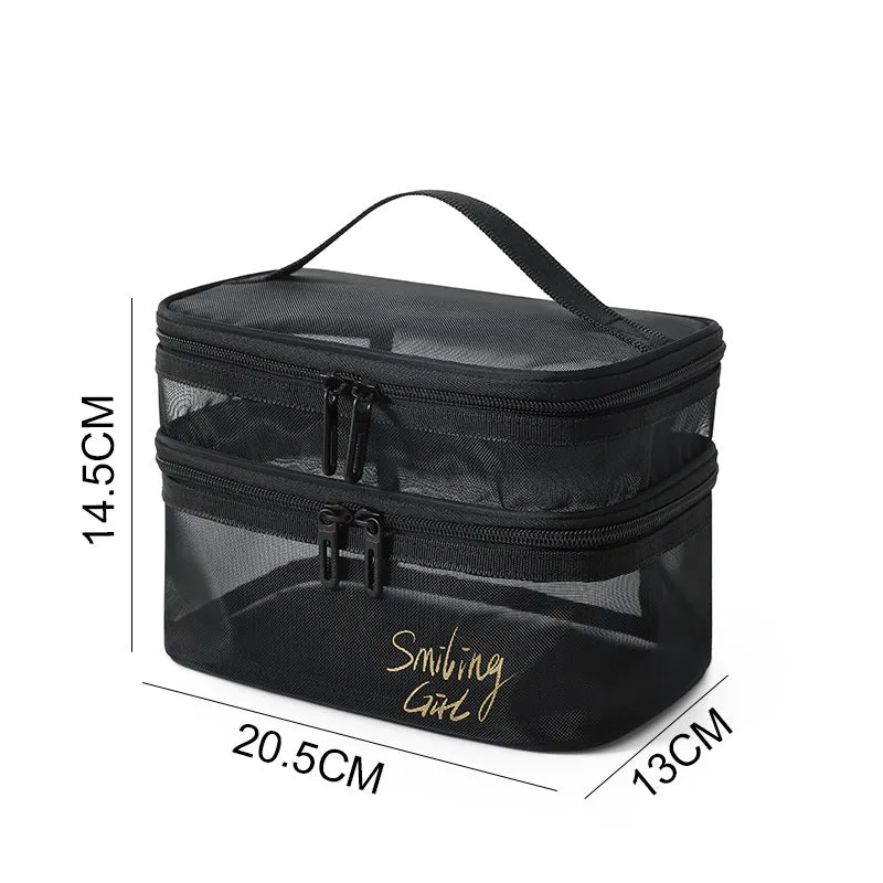 Mesh Storage Large Capacity Double Layer Cosmetic Bags