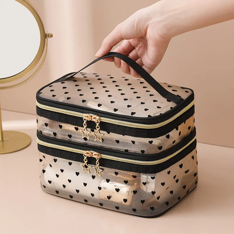 Mesh Storage Large Capacity Double Layer Cosmetic Bags