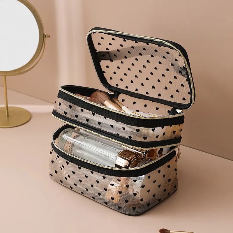Mesh Storage Large Capacity Double Layer Cosmetic Bags
