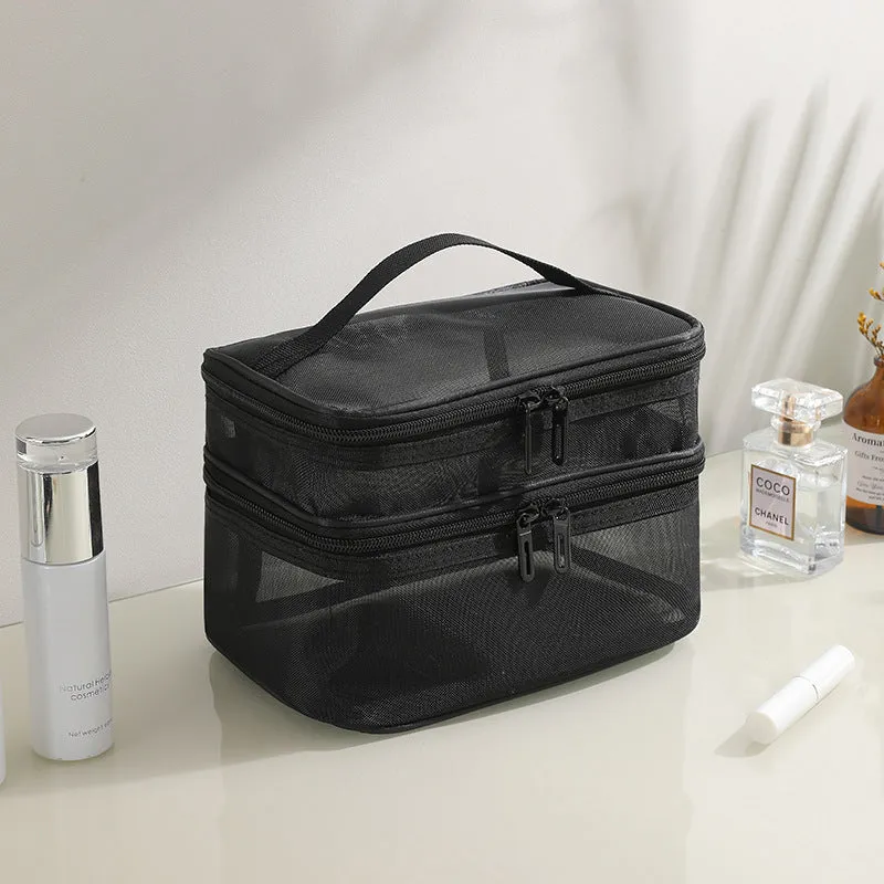 Mesh Storage Large Capacity Double Layer Cosmetic Bags